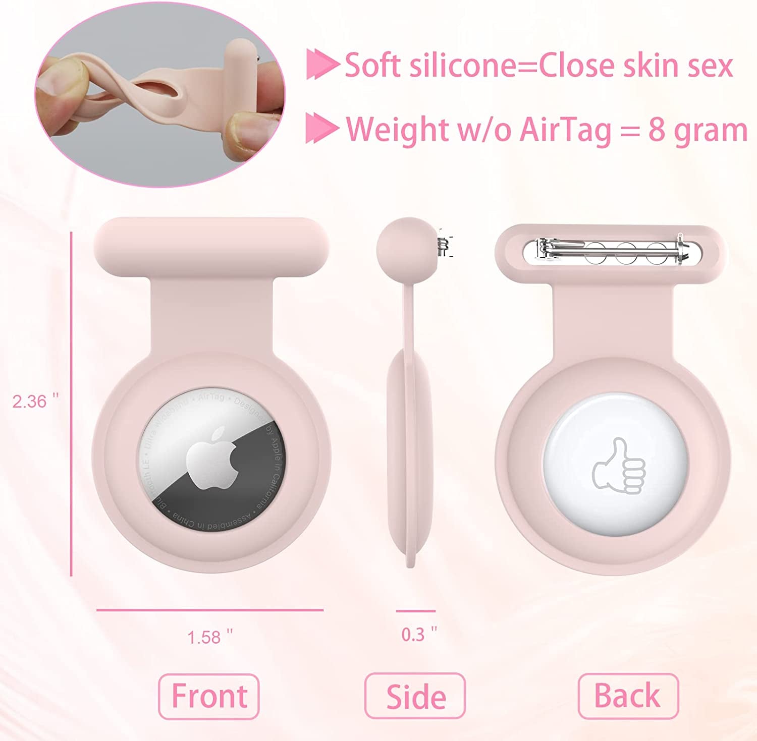 HLHGR Airtag Case Holder for Kids,Hidden Apple Air Tag Holder for Kids -Elderly Pet Clothing Safer Easy to Keep Hidden Pink…  HLHGR   