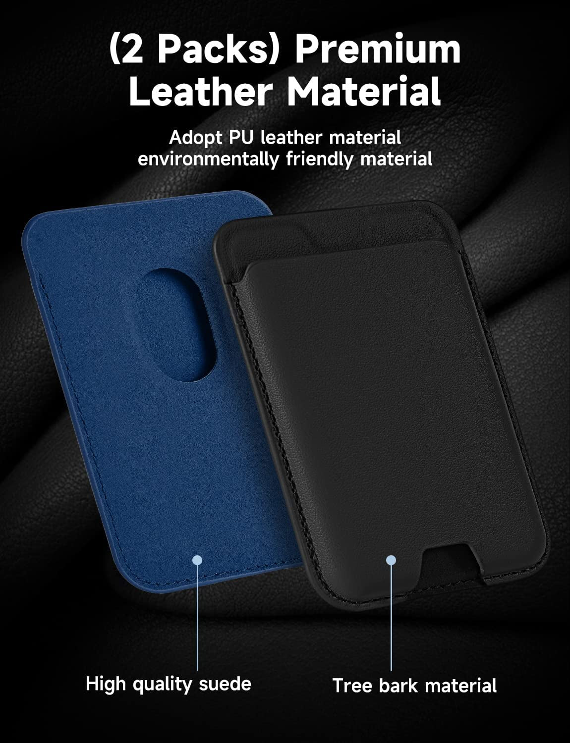 Kimguard [2 Pack Magnetic Card Wallet Holder with Mag-Safe for Iphone 14 Pro Max/14 Plus/14 Pro/14, for Iphone 13 Pro Max/13 Pro/13/13 Mini, for Iphone 12/12 Pro/12 Max/12 Mini, Black & Blue  Kimguard   
