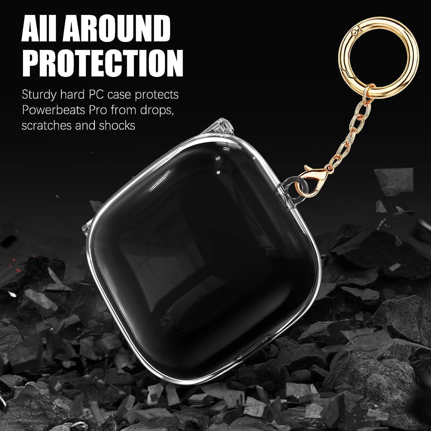 Powerbeats Pro Case, AIRSPO Clear Powerbeats Pro Case Cover for Powerbeats Pro Wireless Earbuds Case Full Body Protective Cover Skin with Keychain for Men Women (Clear)  AIRSPO   