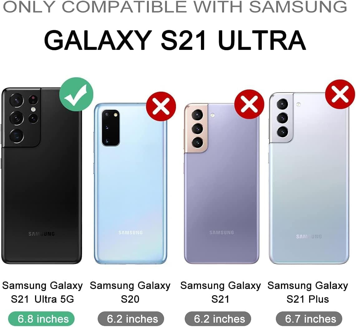 Dexnor for Samsung Galaxy S21 Ultra Case, [Built in Screen Protector and Kickstand] Heavy Duty Military Grade Protection Shockproof Protective Cover for Samsung Galaxy S21 Ultra 5G,6.8 Inch,Maroon Red  Dexnor   