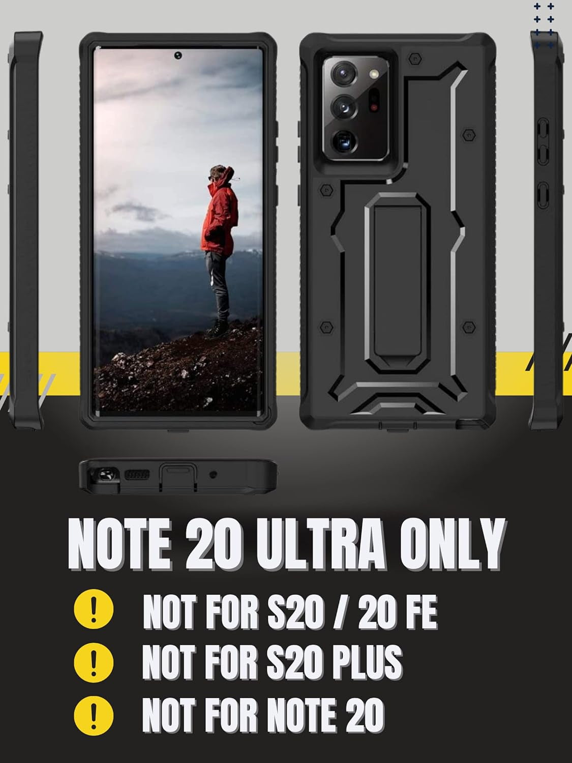 Armadillotek Vanguard Compatible with Samsung Galaxy Note 20 Ultra 5G Case (2020 Release) Military Grade Full-Body Rugged with Built-In Kickstand [Screenless Version] - Black  ArmadilloTek   