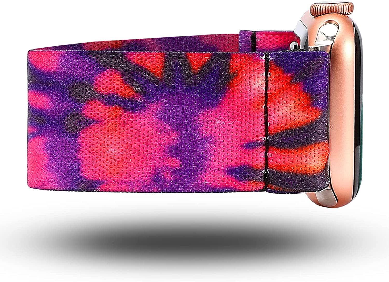 TOYOUTHS Elastic Band Compatible with Apple Watch Band Scrunchies Stretchy Solo Loop 41Mm/40Mm/38Mm Soft Nylon Strap Replacement Wristband for Iwatch Series 8/7/SE/6/5/4/3/2/1, Black/Gold/Blue, S  TOYOUTHS   