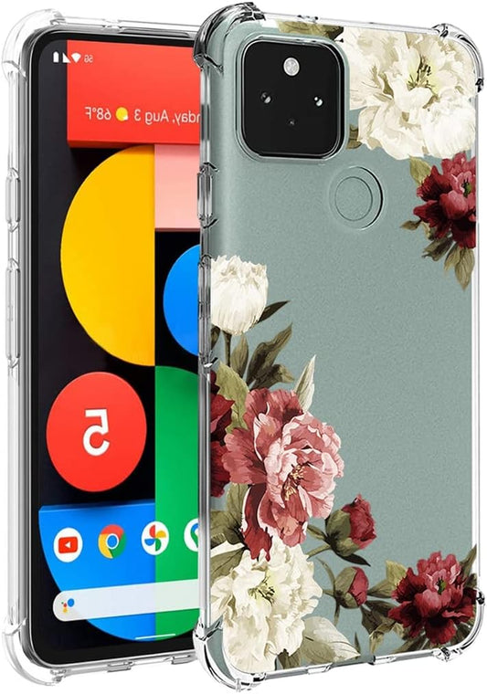 Zoeirc Case for Google Pixel 5 Case, GD1YQ GTT9Q Clear Case for Girls Women, Soft TPU Shockproof Protective Transparent Case Cover for Google Pixel 5 (Blossom Flower)  Zoeirc   