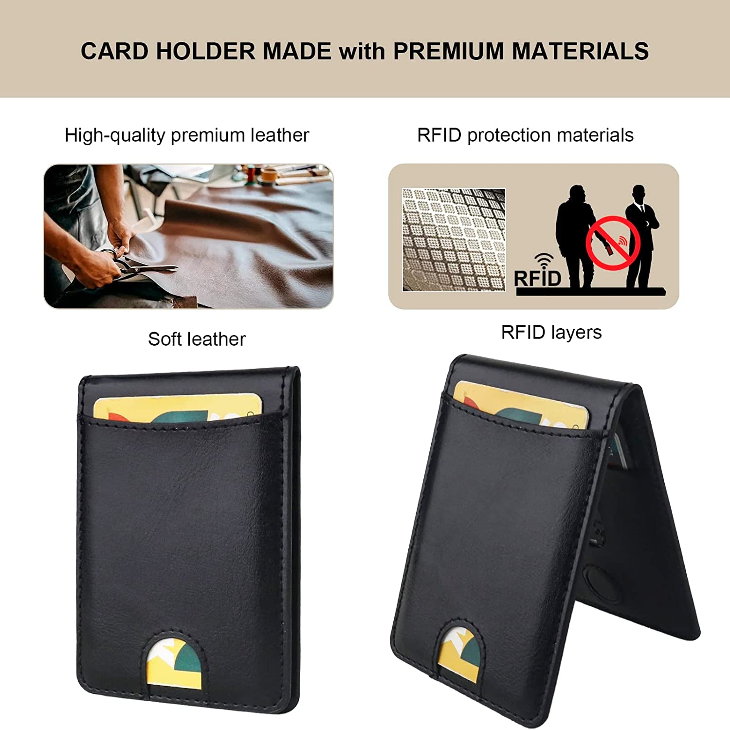 KIHUWEY for Magsafe Wallet Card Holder with Magnetic, Mag Safe Leather Detachable Kickstand RFID Wallet for Iphone 14 Pro Max/14 Pro/14/14 Plus/13 Pro Max/13 Pro/13/12 Pro Max/12 Pro/12 (Black)  KIHUWEY   