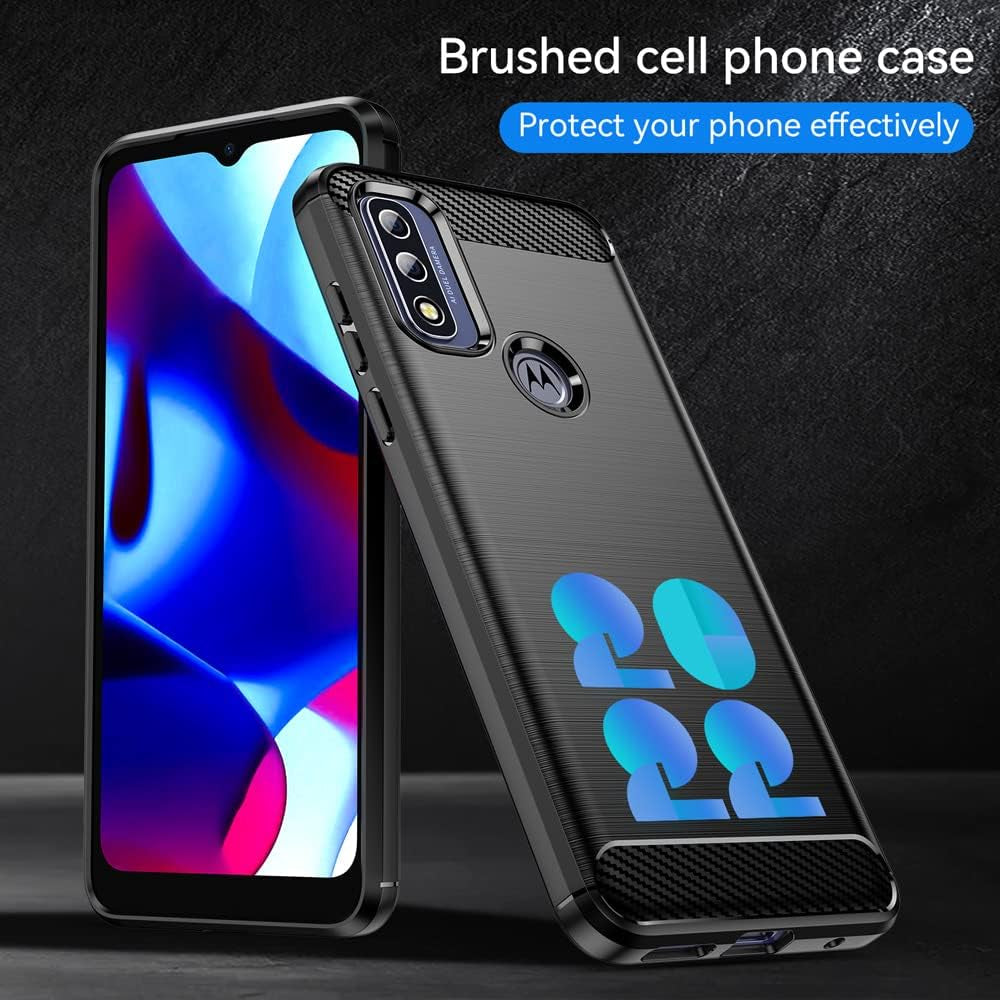 DONGDEAR for Moto G Pure Silicone Phone Case, Slim Thin Flexible TPU Scratch Resistant Rubber Soft Skin Shockproof Carbon Fiber Protective Cases Cover for Motorola G Pure 2021, Brushed Black  DONGDEAR   