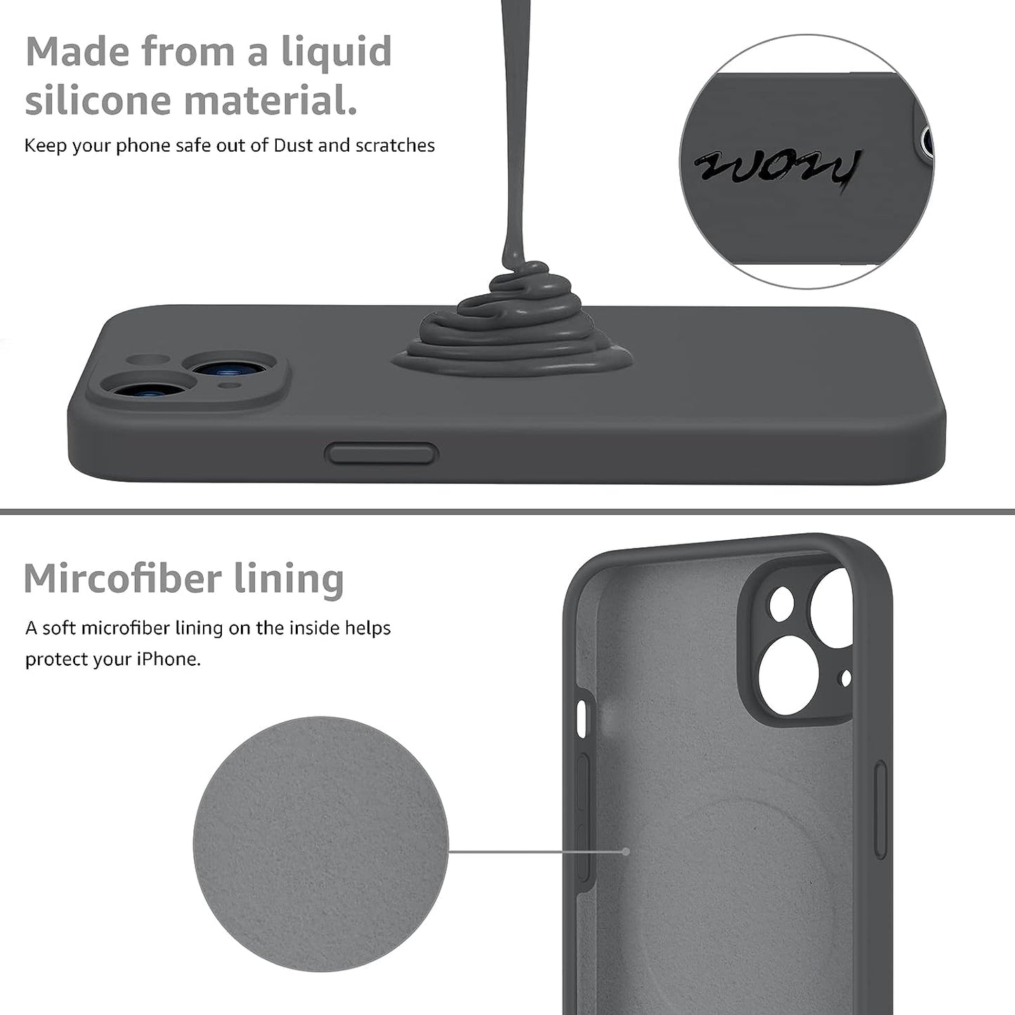 MCFANCE Silicone Magnetic Case for Iphone 14 plus Magsafe Case Silicone Phone Case with Microfiber Lining for Iphone 14 plus 6.7 Inch 2022, Darkgrey  MCFANCE   