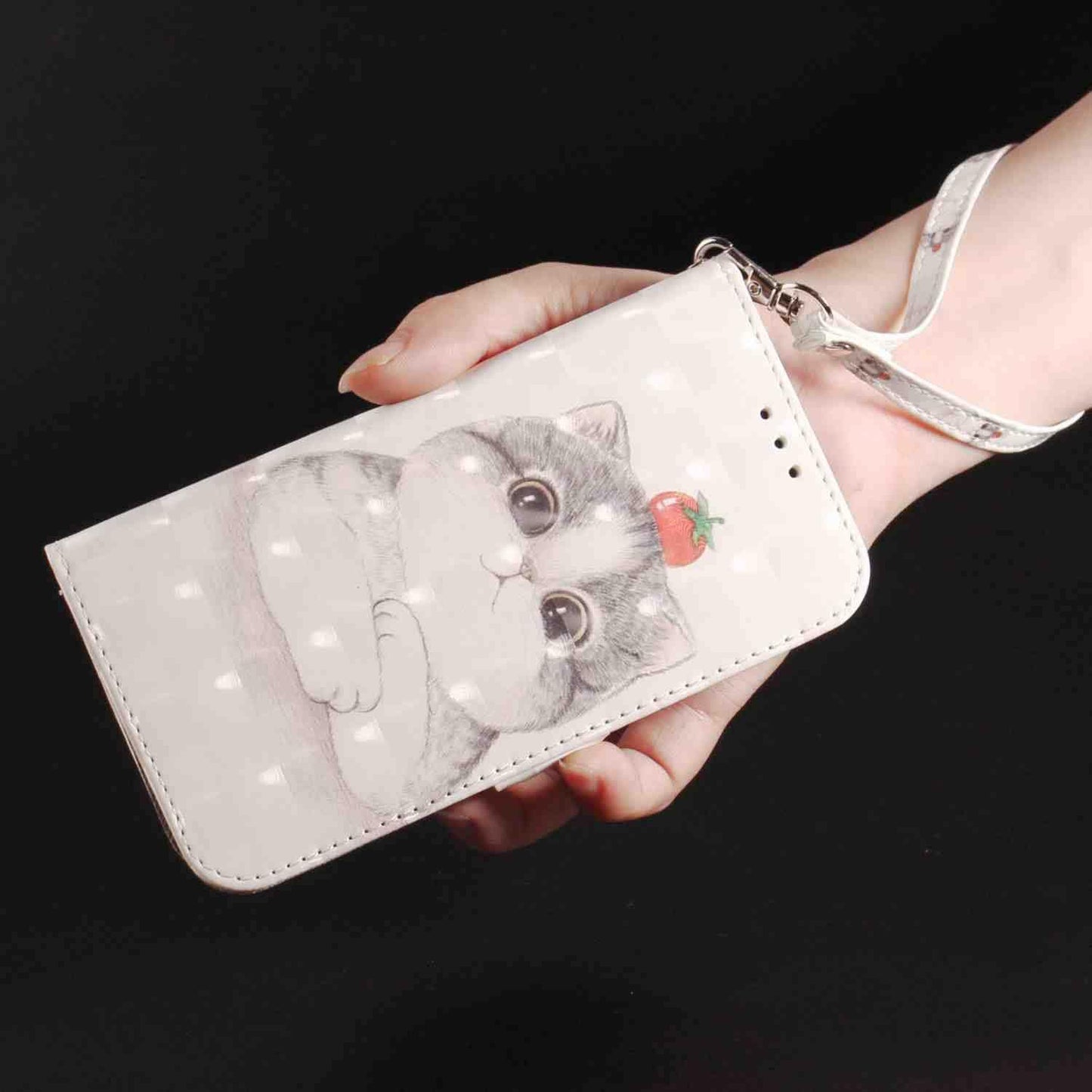 Mojiery Phone Cover Wallet Folio Case for LG V40 THINQ, Premium PU Leather Slim Fit Cover, 2 Card Slots, Fitting Cover, Cute Cat  MojieRy   