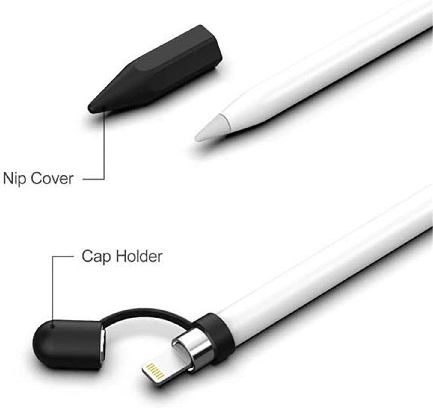 Siduater [4-Pack] Silicone Protective Accessories for Apple Pencil 1St Generation, Includes 1 Apple Pencil Cap Replacements, Apple Pencil Cap Holder, Apple Pencil Tip Cover, Adapter Tether - White  siduater   