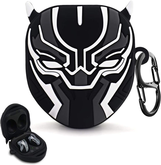 Alquar for Galaxy Buds Live(2020)/Galaxy Buds 2/Galaxy Buds Pro Case (2021), Shockproof Silicone Protective Cover Cool Cartoon Design for Samsung Earbuds Charging Case for Girls Boys(Black Panther)  Alquar   