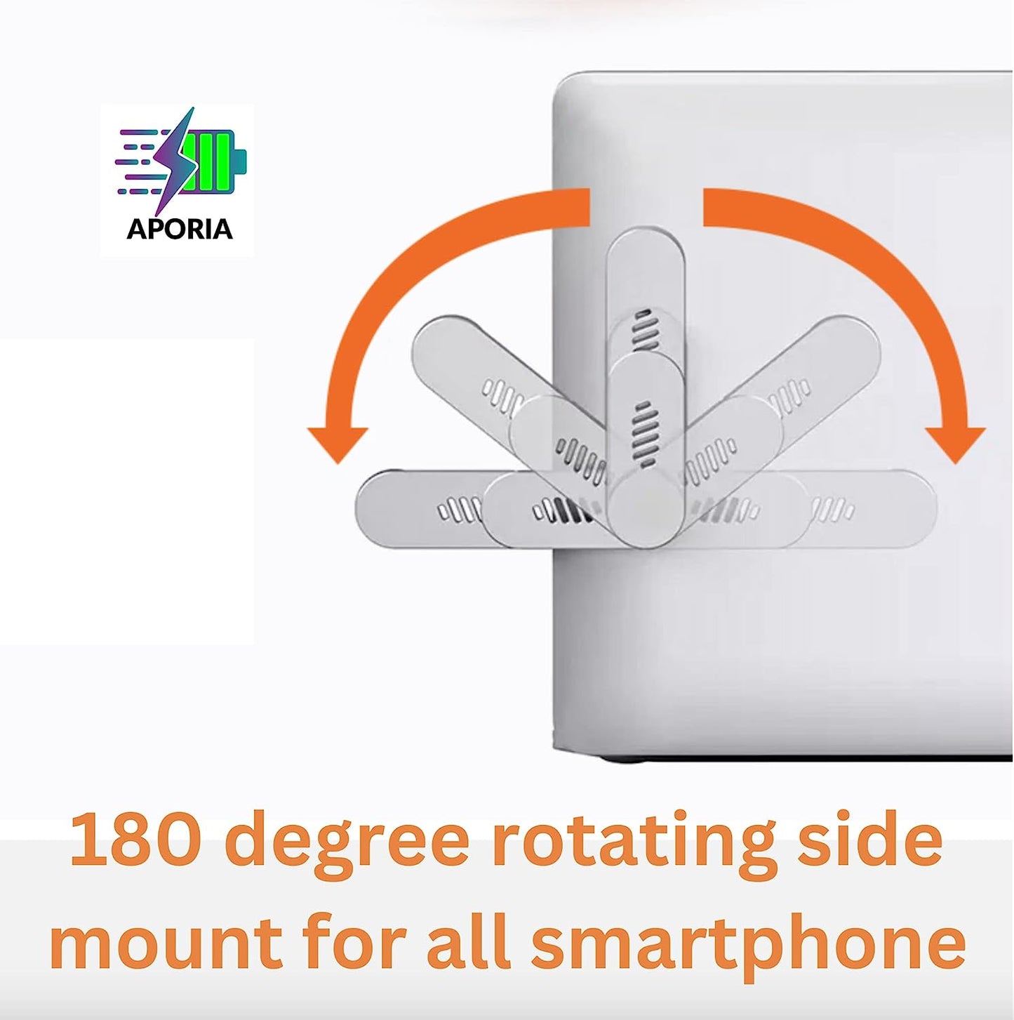 Aporia International Magnetic Cellphone Mount for Laptop, Foldable Lap Screen Side Phone Holder Extender Attach to Computer Monitor for Universal Smartphone - Rotating 180 Degree (Silver)  Aporia International   