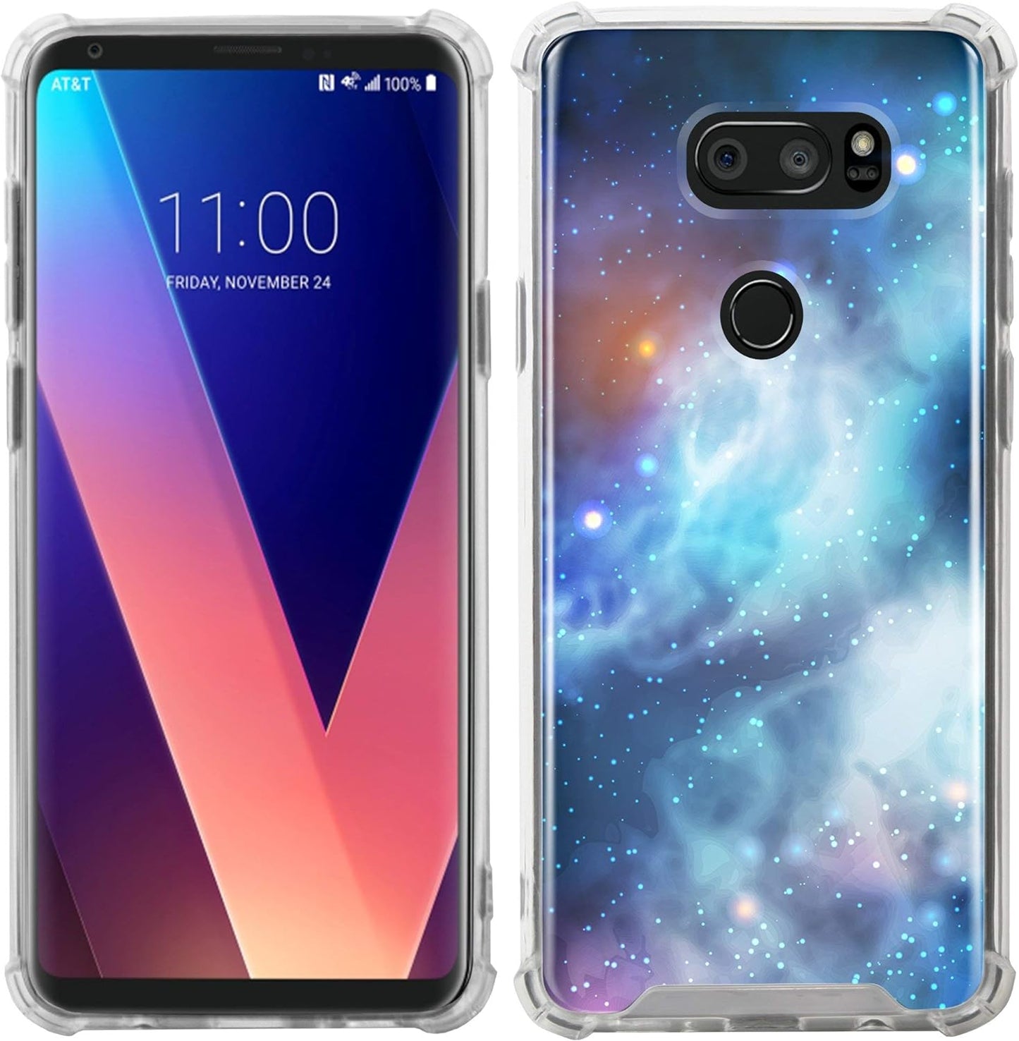 Casesondeck Case Compatible with [LG V30S Thinq and LG V30] Slim Precise Fit TPU Case, Scratch Protection Unique Design (Blue Galaxy)  CasesonDeck   