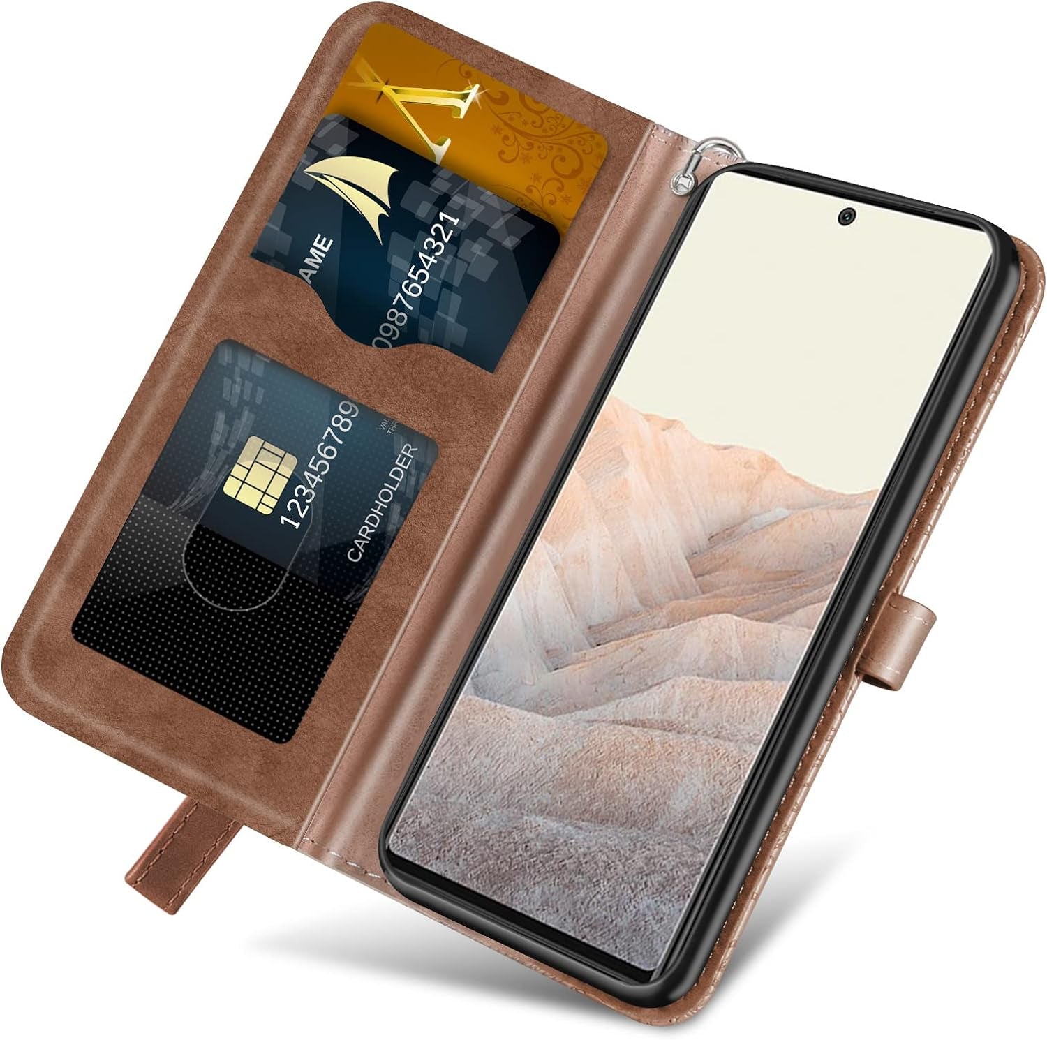 Varohix Google Pixel 6 Wallet Case with Card Holder/Slot,Pu Leather Folio Flip Shell [Kickstand][Magnetic Closure][Wrist Strap] Shockproof Cover Fit Google Pixel 6(6.4''),Brown  Varohix   