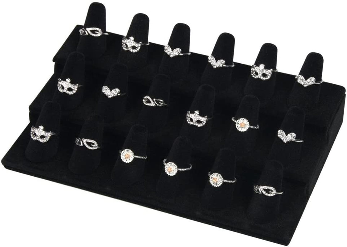 Bocar Black Velvet Finger Ring Display Showcase Organizer Holder Jewelry Storage Counter (18JZZ)  bocarjewelry   