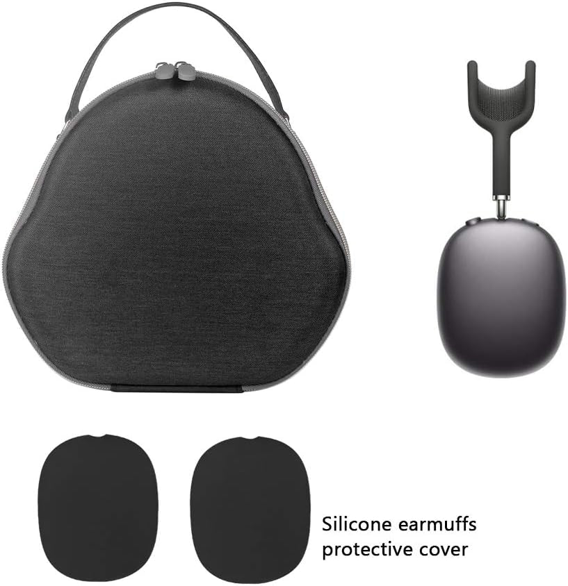 Pinson Hard Carrying Travel Case for Airpod Max Headphones, with Silicone Earpads Cover for Airpod Max (Black)  PINSO   