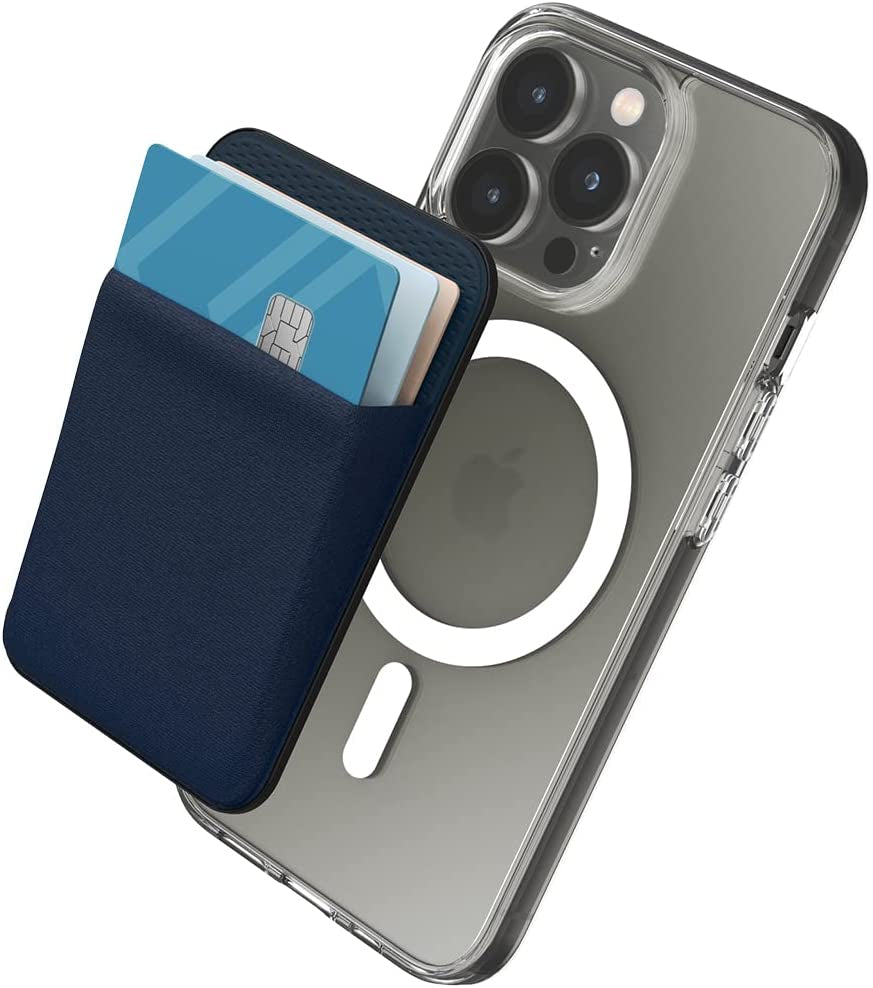 Sinjimoru Stretchy Magnetic Phone Wallet, Magnetic Card Holder for Back of Phone as Phone Wallet Stick on for Magsafe Wallet Compatible with Iphone 14 & 13 12 Series. M-Basic Black  Sinjimoru Co. Ltd M-Basic Navy Wallet for Magsafe 
