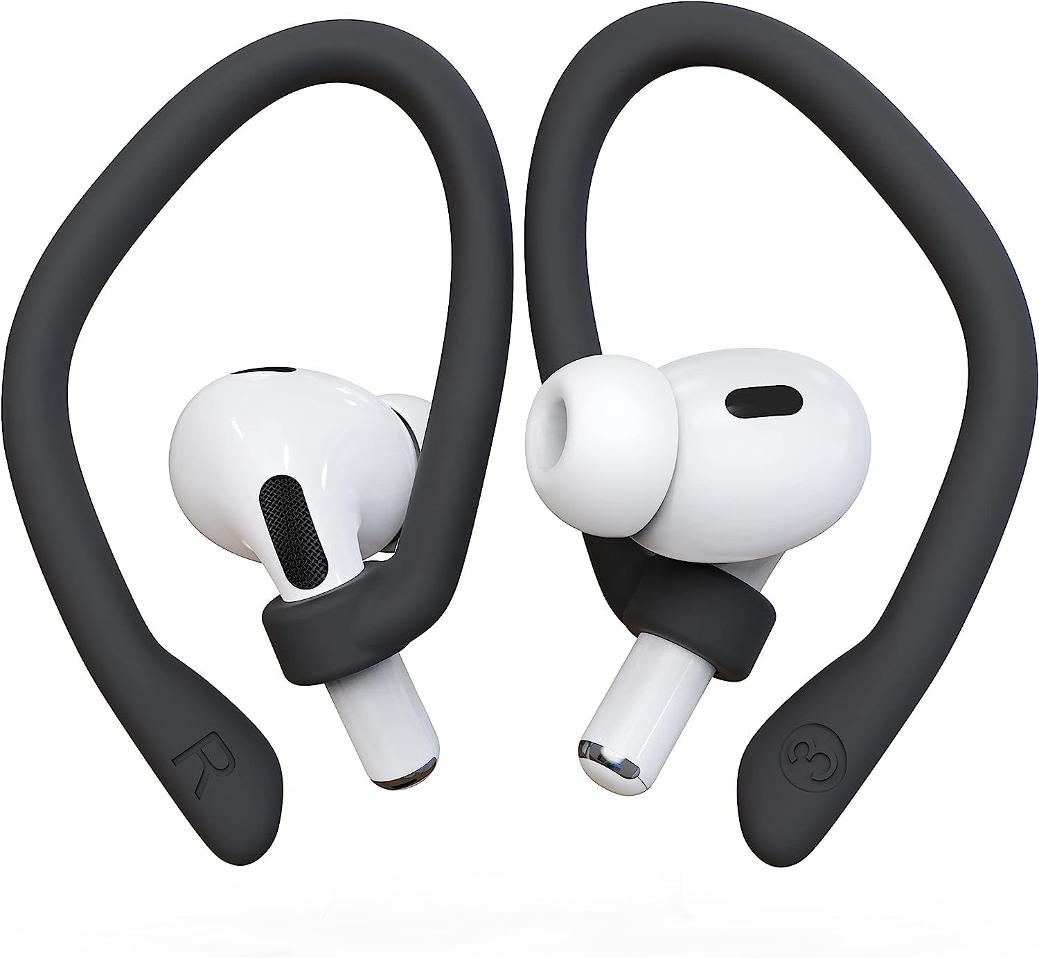 [2 Pairs] Damonlight Ear Hooks for Airpods Pro 2 & 1, Airpods 3 & 2 & 1, Airpod Ear Hook, Anti-Slip Comfortable Fit, Ergonomic Design, Airpods Accessories (Medium, White)  DamonLight Black Large 