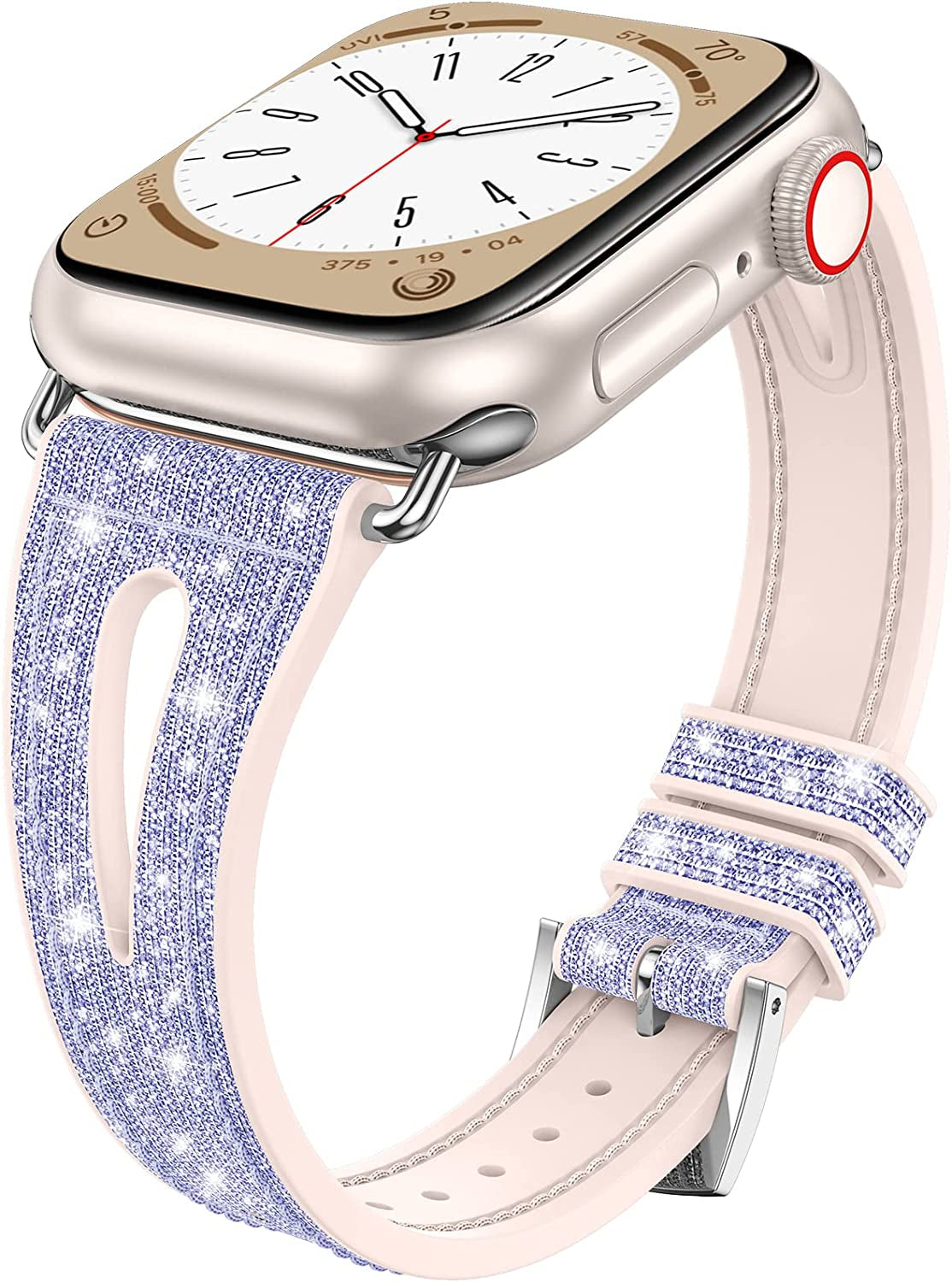 Goton Bling Band for Apple Watch Bands 49Mm 45Mm 44Mm 42Mm 41Mm 40Mm 38Mm Ultra Series 8 7 6 5 4 3 2 1 SE, Women Glitter Silicone Strap Accessories Designed for Iwatch All Series  Yin-Goton Lavender 42/44/45/49mm 