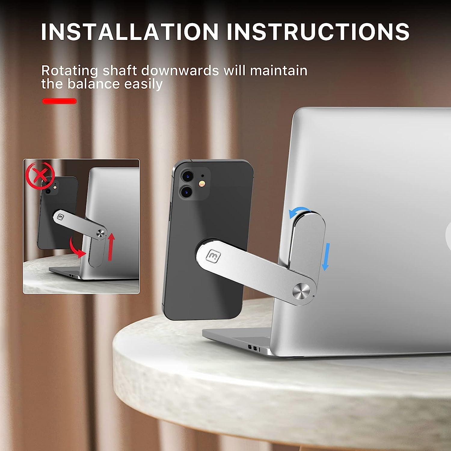 MYBAT PRO Adjustable Laptop Phone Magnetic Holder, Laptop Side Mount Clip, Computer Monitor Extension Mount, Slim Portable Foldable Phone Stand, Work Convenient and Efficient (Silver)  Valor Communication Inc   