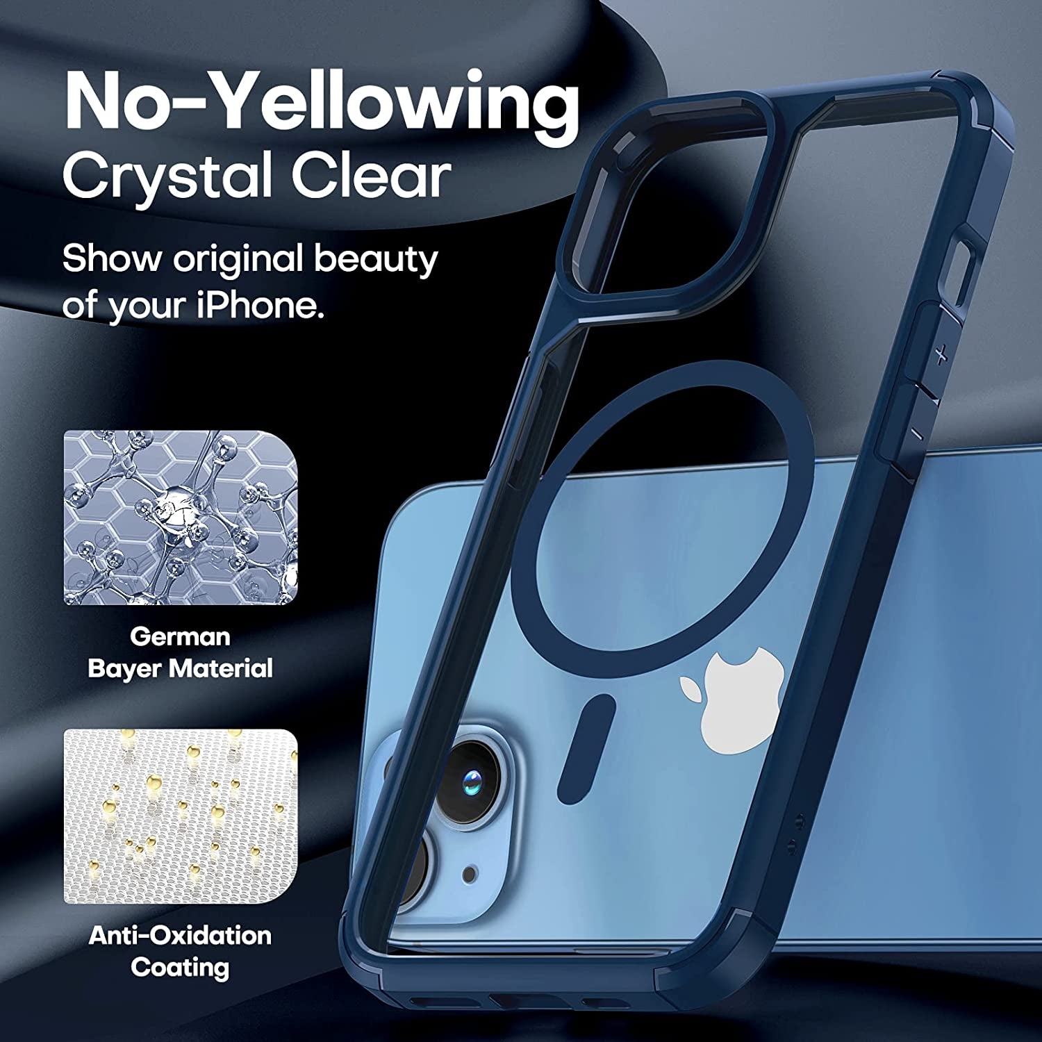 TAURI 5-In-1 Magnetic Designed for Iphone 13 for Iphone 14 Case, [Compatible with Magsafe] with 2 Screen Protector +2 Camera Lens Protector, Shockproof Phone Case for Iphone 13/14, Blue  TAURI   