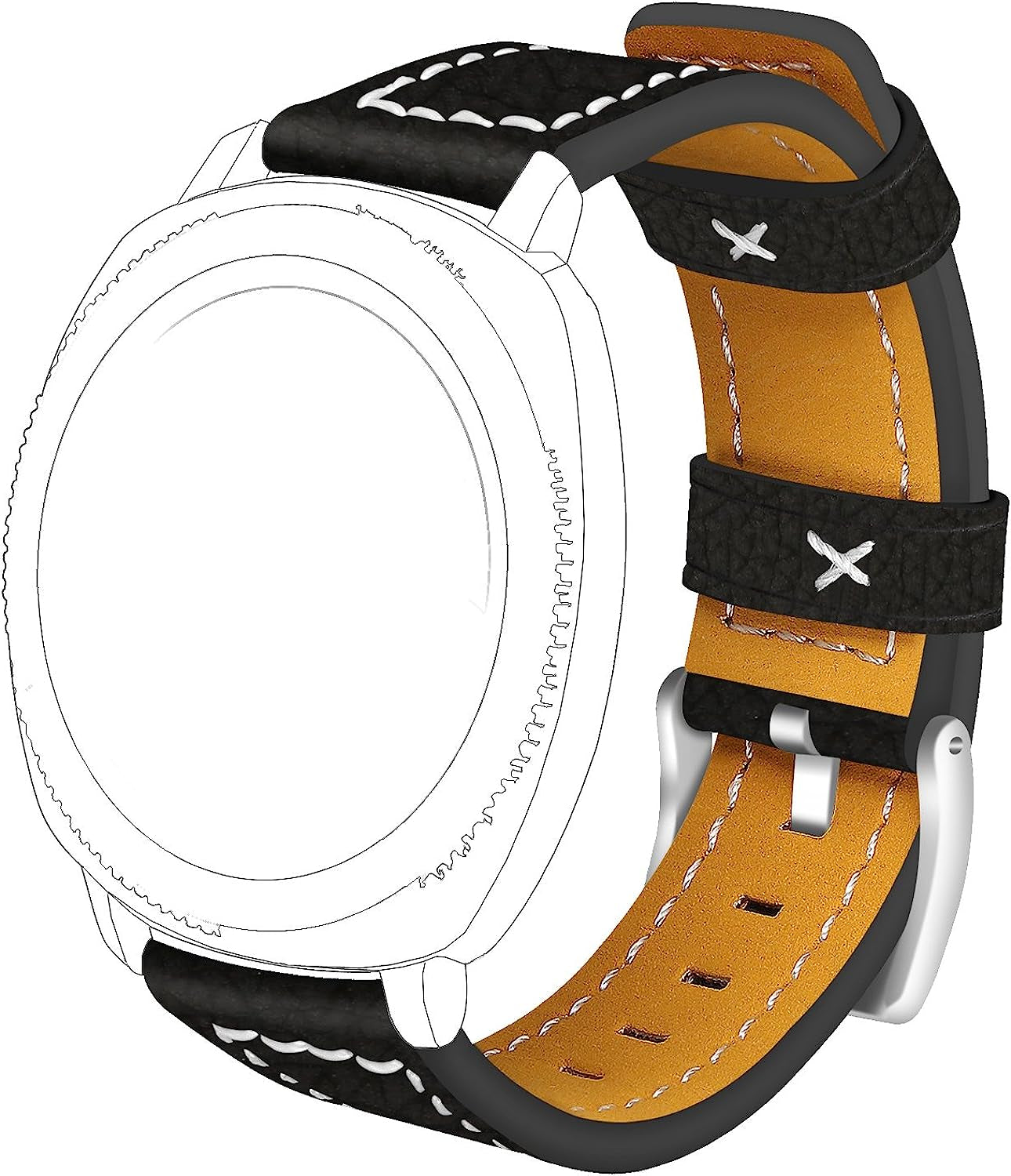 Tencloud Straps Compatible with Umidigi Uwatch 2S Watch Band 22Mm, Replacement Leather Band Wristband for Umidigi Uwatch 2S Smartwatch Women Men  TenCloud Black  