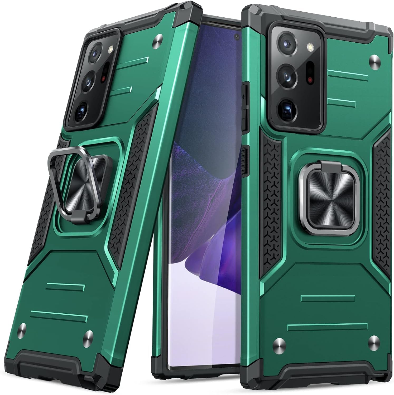 JAME for Samsung Galaxy Note 20 Ultra Case, Military-Grade Drop Protective Phone Case Cover for Note 20 Ultra, with Metal Ring Holder Kickstand for Galaxy Note 20 Ultra Case, Red  JAME Green  