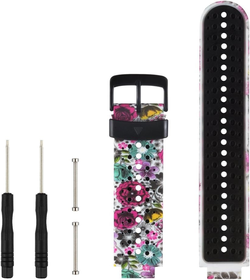 Ybludiy Compatible with Garmin Forerunner 235 Band,Soft Silicone Replacement Watch Band Fit Garmin Forerunner 235/235 Lite/220/230/620/630/735Xt/Approach S20/S6/S5 Bands  Ybludiy Peony floral  
