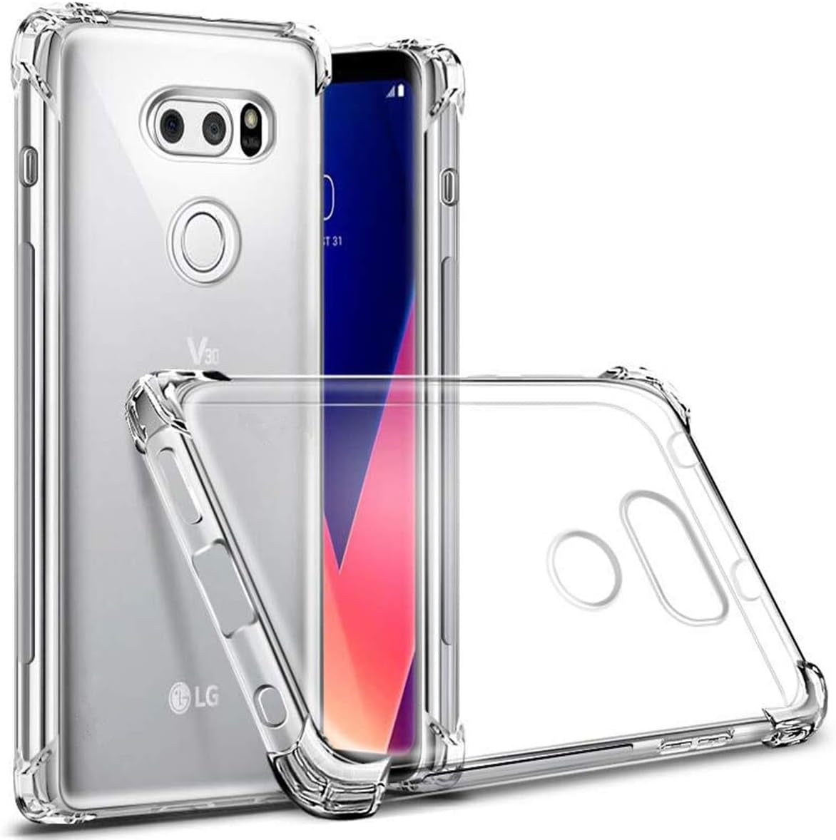 Icovercase Compatible with LG V30 Case, Crystal Clear Soft TPU Shock Absorption Bumper Slim Thin Cover Case -Clear  iCoverCase   
