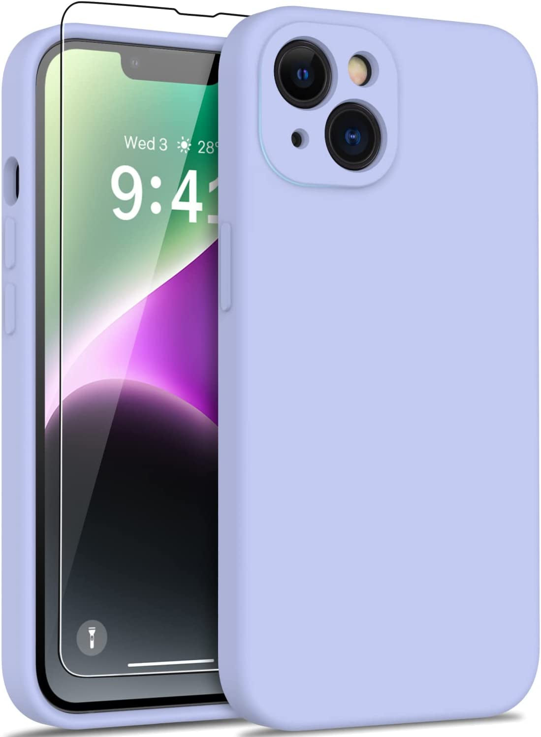 DEENAKIN Iphone 14 Case with Screen Protector,Enhanced Camera Cover,Passing 16Ft Drop Tested Soft Silicone Gel Rubber,Slim Fit Protective Phone Case for Iphone 14 6.1" Army Green  DEENAKIN Lavender Purple  