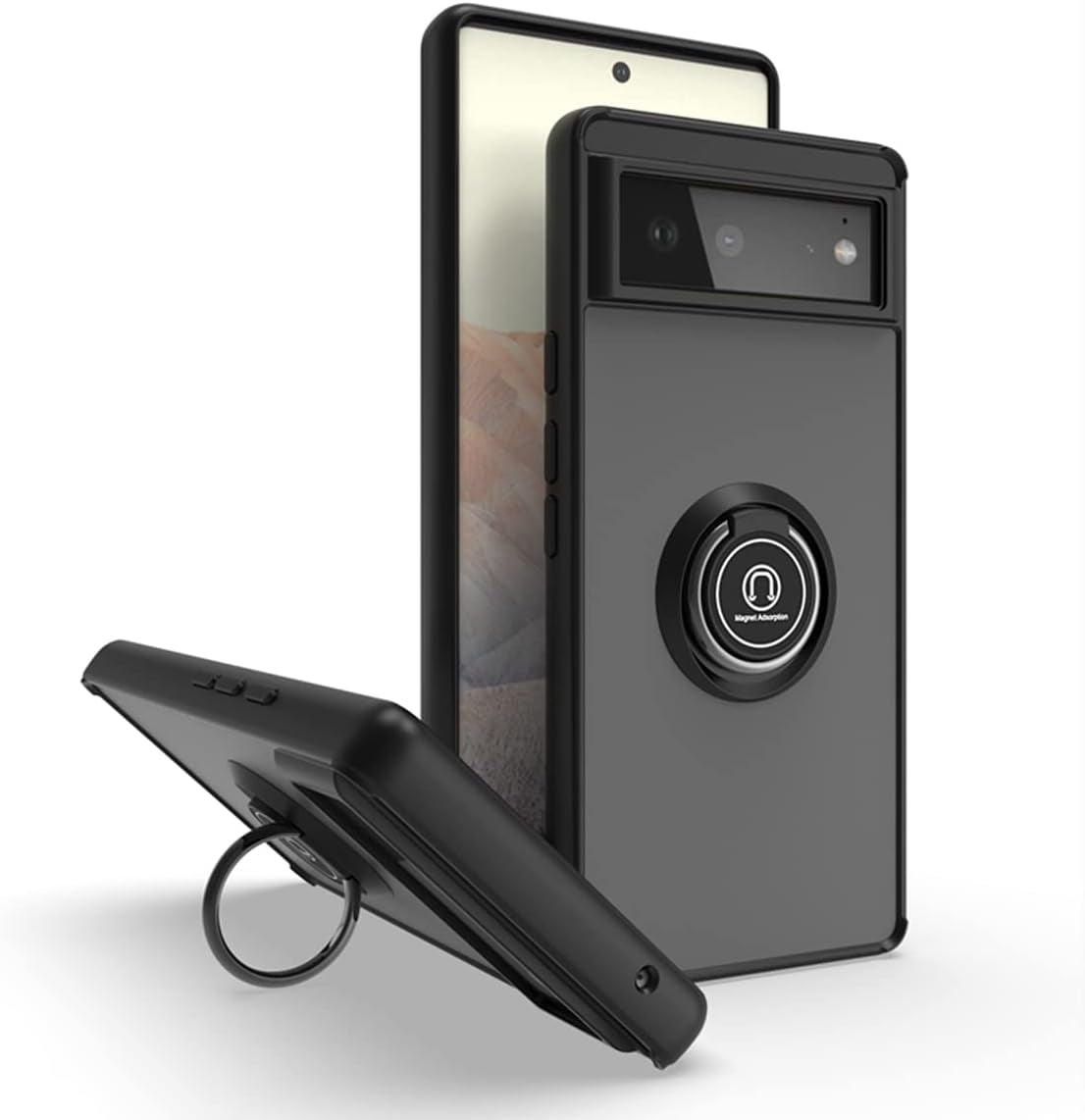 Ymxdmd Is Specially Designed for Google Pixel 6 Anti-Fingerprint, Built-In 360° Rotating Ring Bracket Solid and Durable Magnetic Car Phone Case, Suitable for Google Pixel 6 6.4Inches Male-Black  ymxdmd   