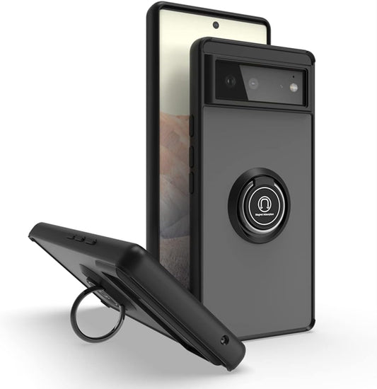 Ymxdmd Is Specially Designed for Google Pixel 6 Anti-Fingerprint, Built-In 360° Rotating Ring Bracket Solid and Durable Magnetic Car Phone Case, Suitable for Google Pixel 6 6.4Inches Male-Black  ymxdmd   