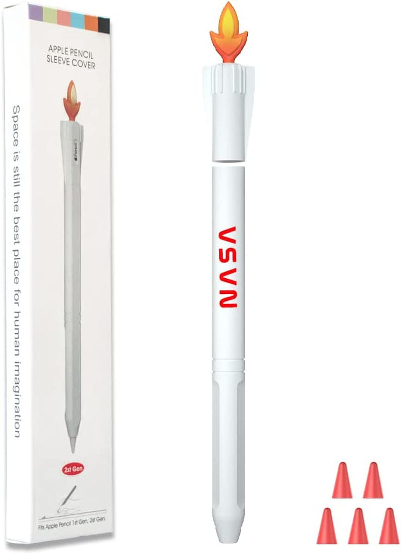 Lowgeeker Compatiable with Apple Pencil 2Nd Generation Case Cover, Protective Durable Soft Silicone Cover Holder Sleeve Accessories for Apple Pencil 2Nd Generation NASA, White  LowGeeker   