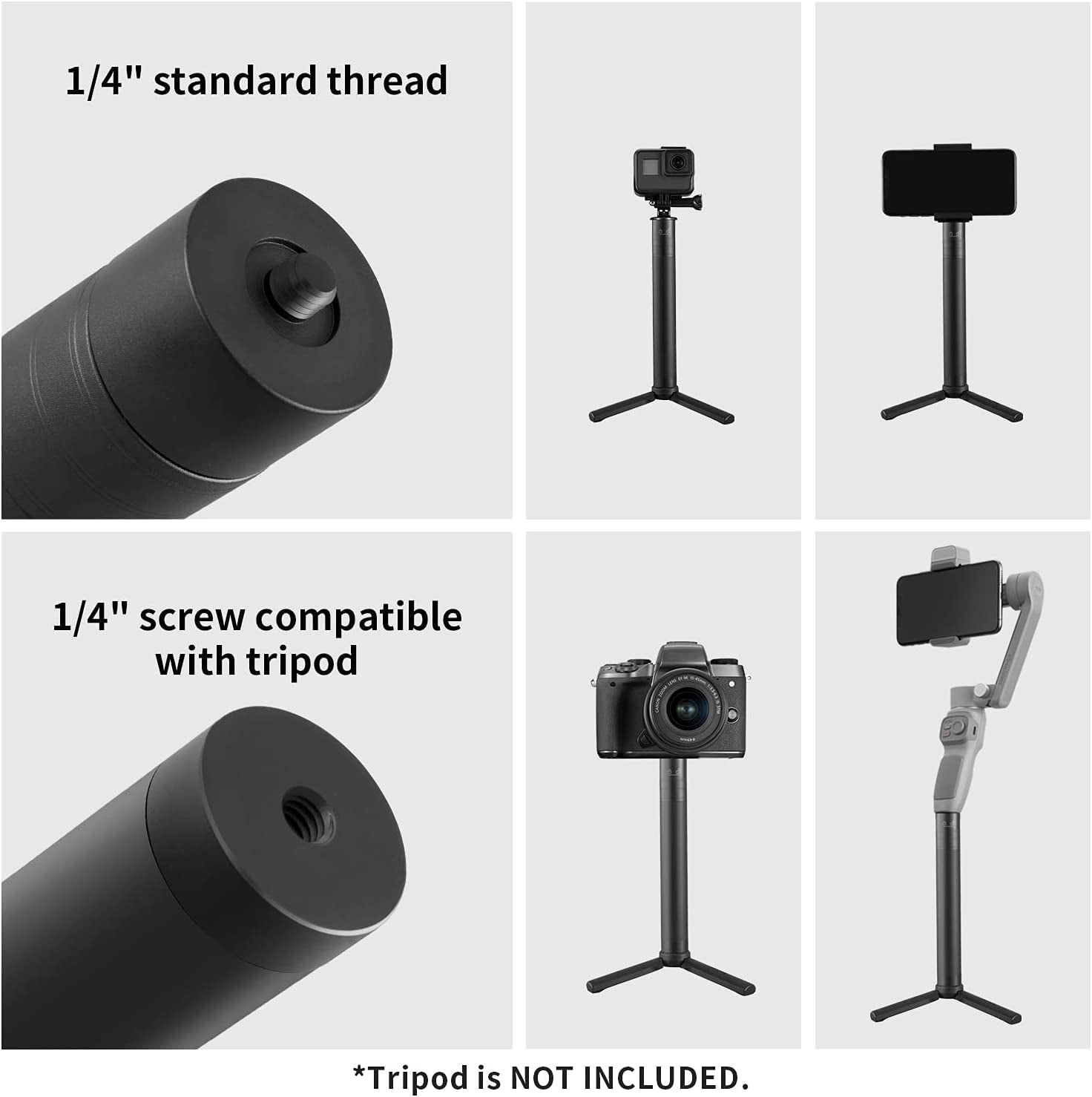 Gimbal Extension Pole, ZHIYUN 29" Extension Rod for Gimbal Stabilizer, Adjustable Selfie Stick with 1/4" Thread Compatible with DJI OM 6/5/4/ Smooth 5 Q3 4/Gopro Vlog Pocket/Go 2 EVO Action Camera  ZHIYUN   