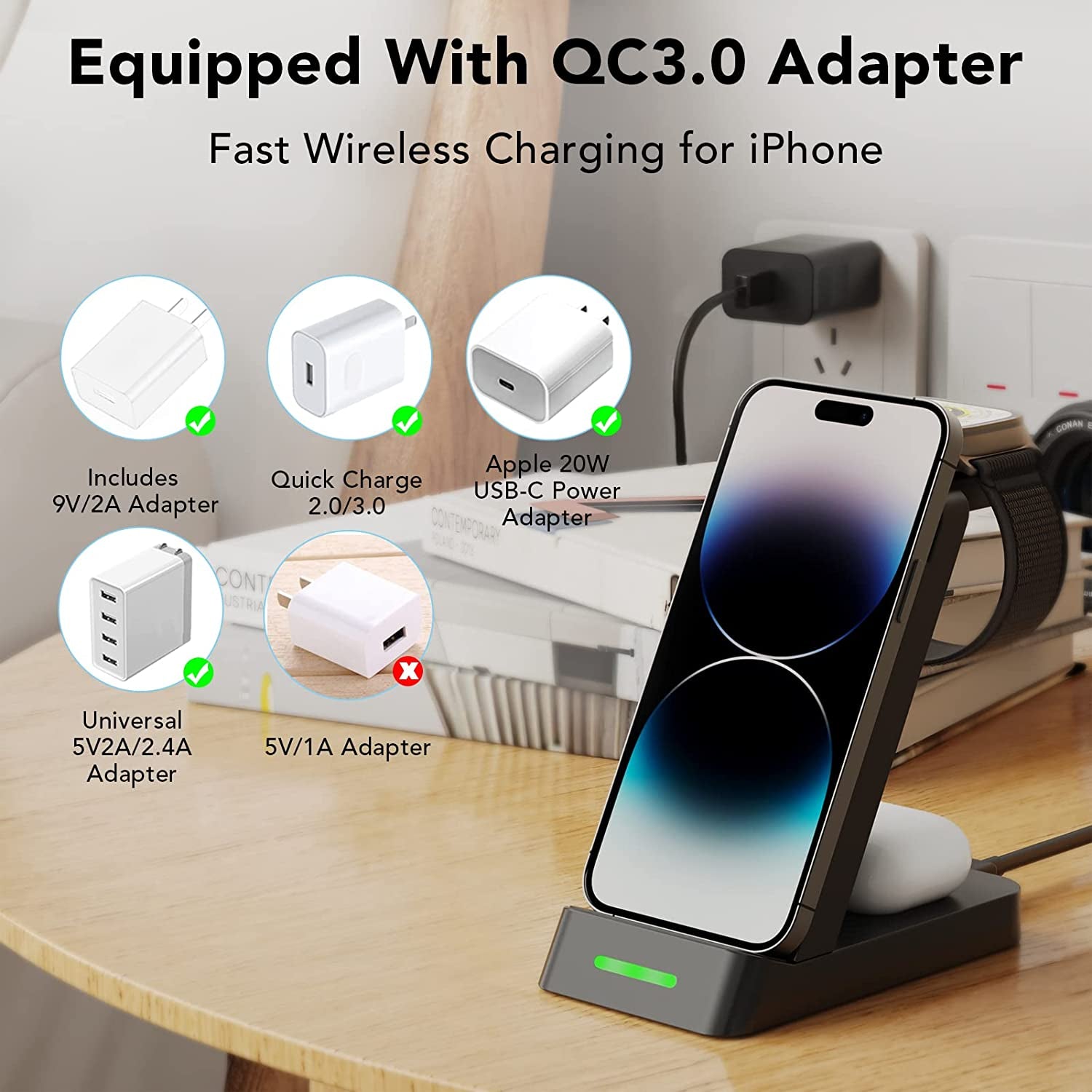 Wireless Charging Station for Apple Products 3 in 1 Wireless Charger Stand Compatible with Apple Watch Ultra 8 7 SE 6 5 4 Airpods Pro Iphone 14 13 12 11 Pro Max Multiple Devices Wireless Charger Dock  SHENZHEN TIANYIN ELECTRONICS CO LTD   