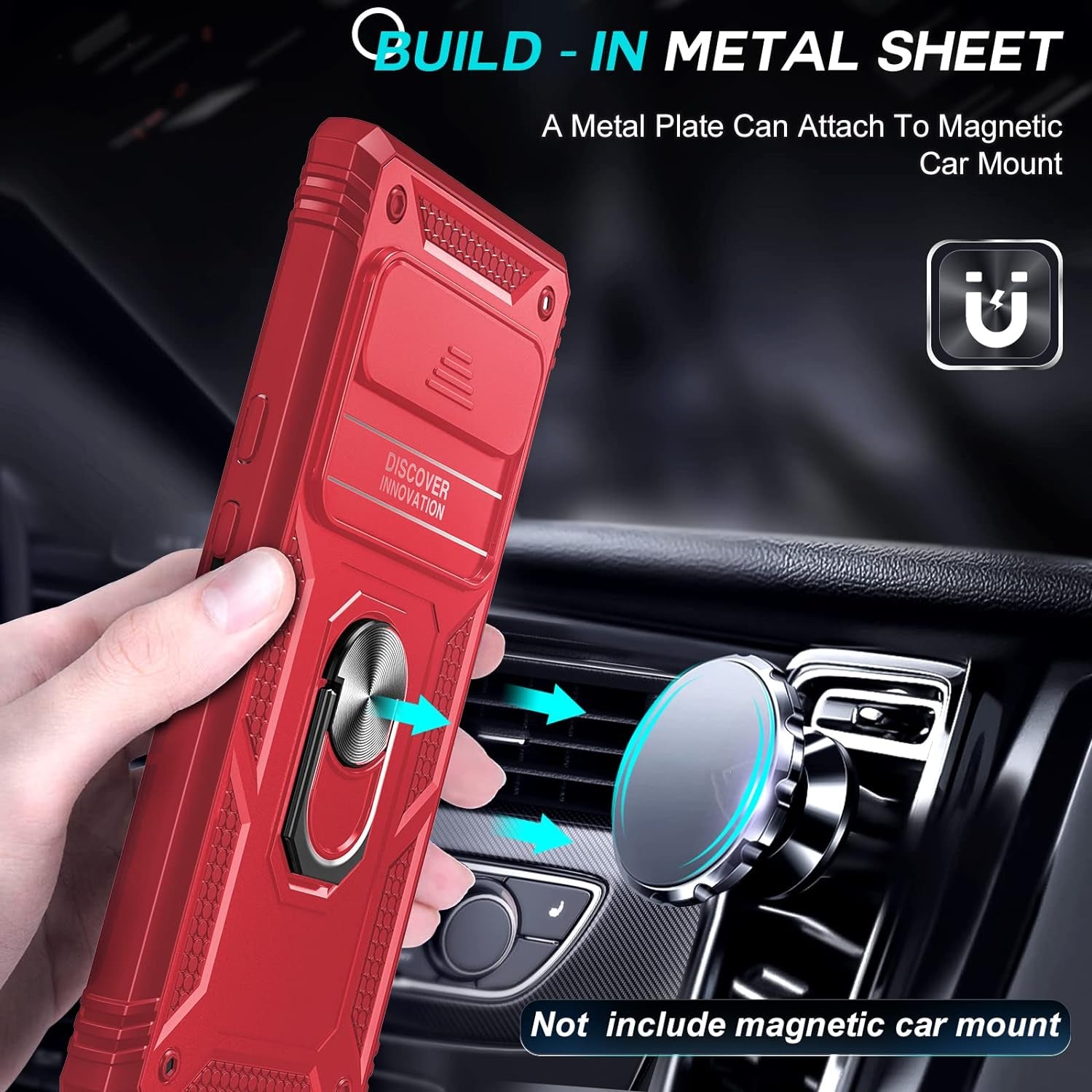 Leyi for Google Pixel 6 Pro Case: Case for Pixel 6 Pro with Slide Camera Cover, 360 Full Body Military-Grade Phone Case with Kickstand for Pixel 6 Pro, Red  LeYi   