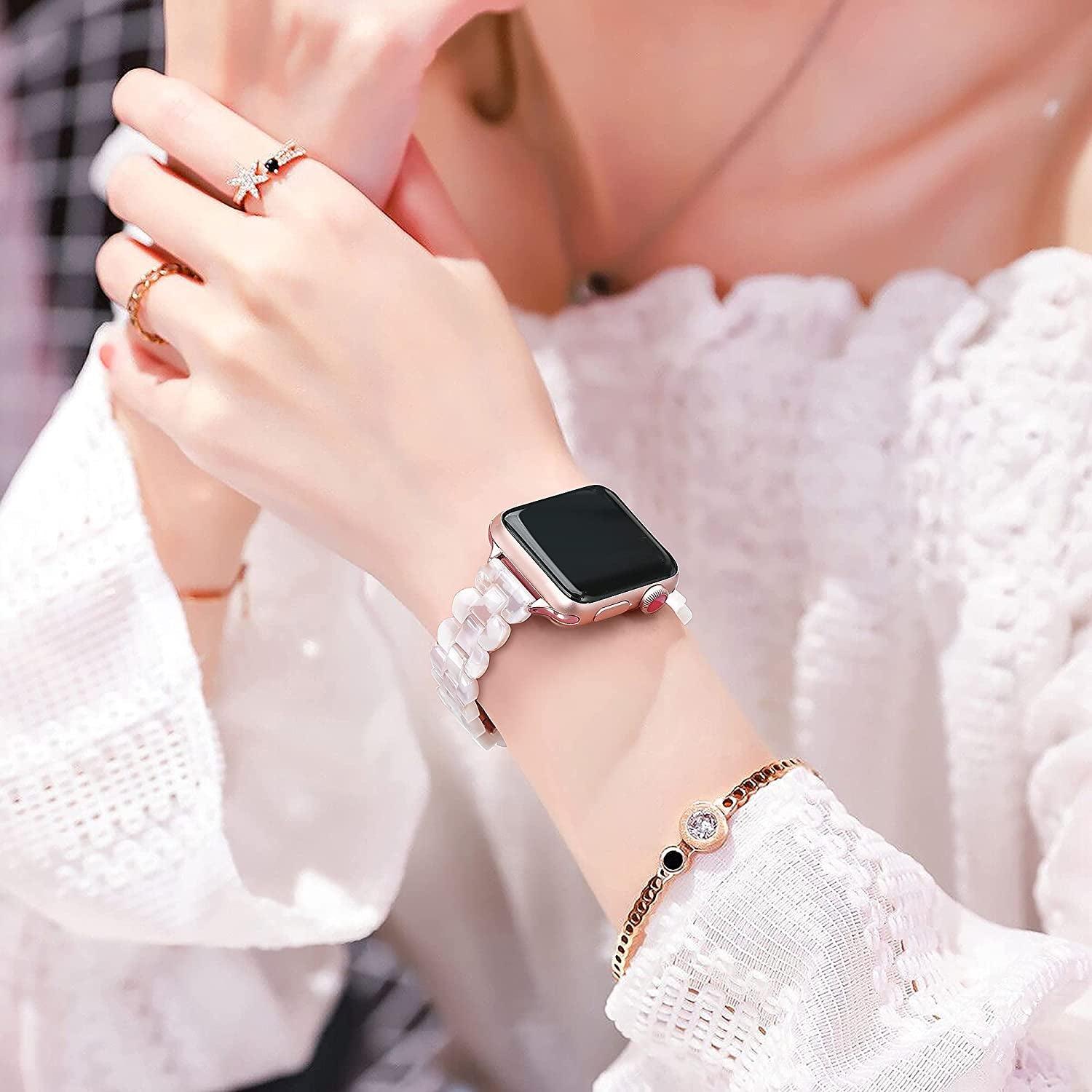 Secbolt Band Compatible with Apple Watch Band 38Mm 40Mm 41Mm 42Mm 44Mm 45Mm Women, Slim Resin Bracelet for Iwatch Series 8/7/6/5/4/3/2/1/SE  Secbolt   