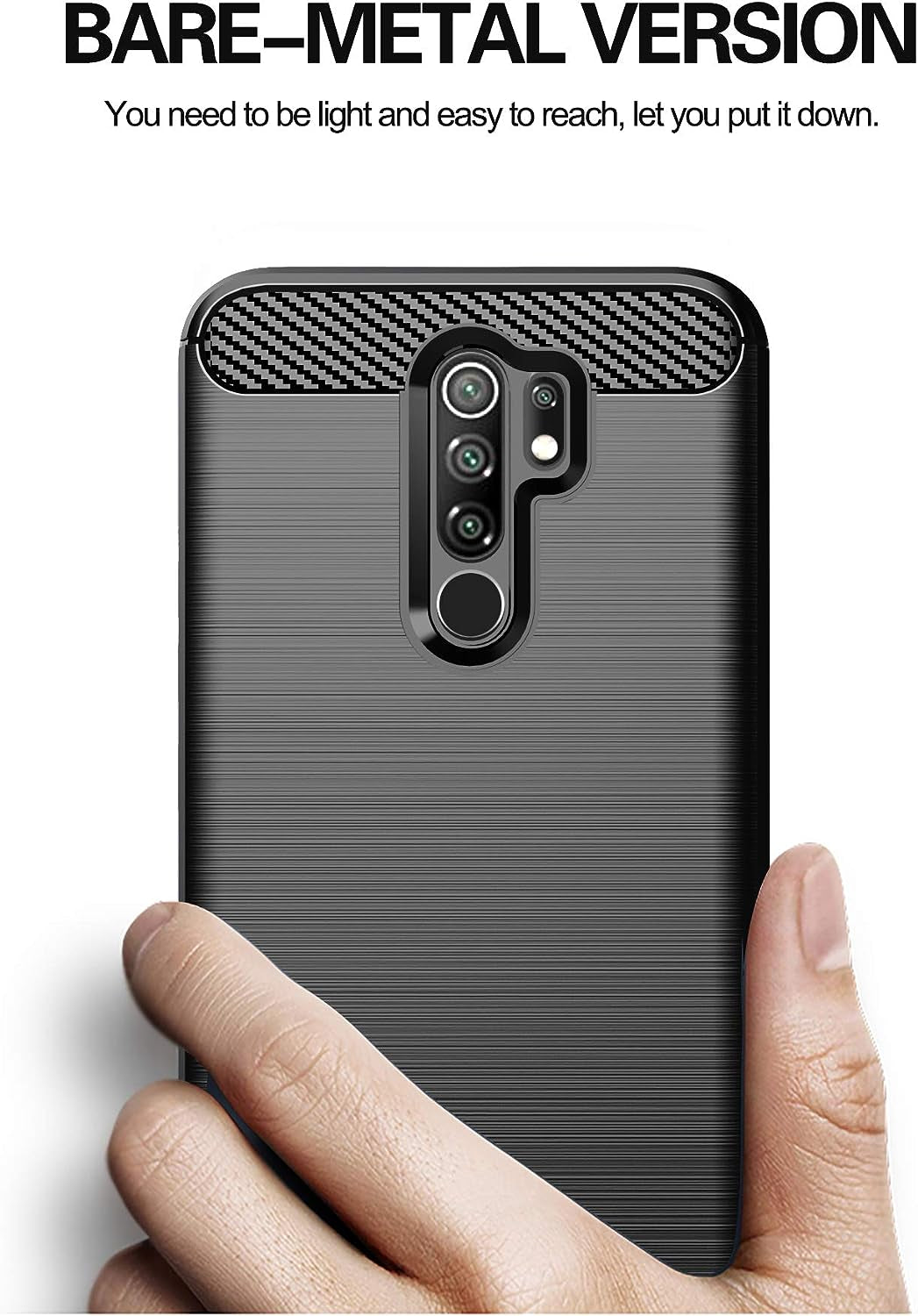 Asuwish Compatible with Xiaomi Redmi 9 Case and Tempered Glass Screen Protector Cell Accessories Soft Silicone Slim Protective Phone Covers for Redmi9 Prime Poco M2 Women Men Carbon Fiber Dark Black  Asuwish   