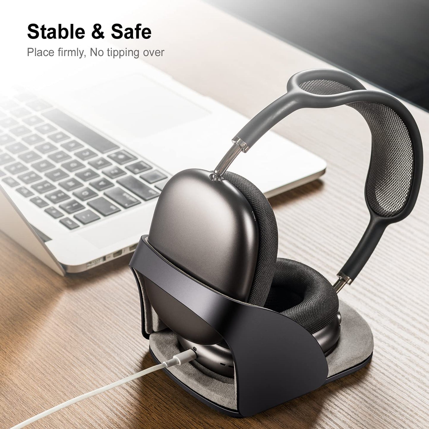 SUPERONE Smart Headphone Stand Designed for Airpods Max, Headset Holder with Hibernating Base Airpods Max Stand Aluminum Alloy, Grey  SUPERONE   