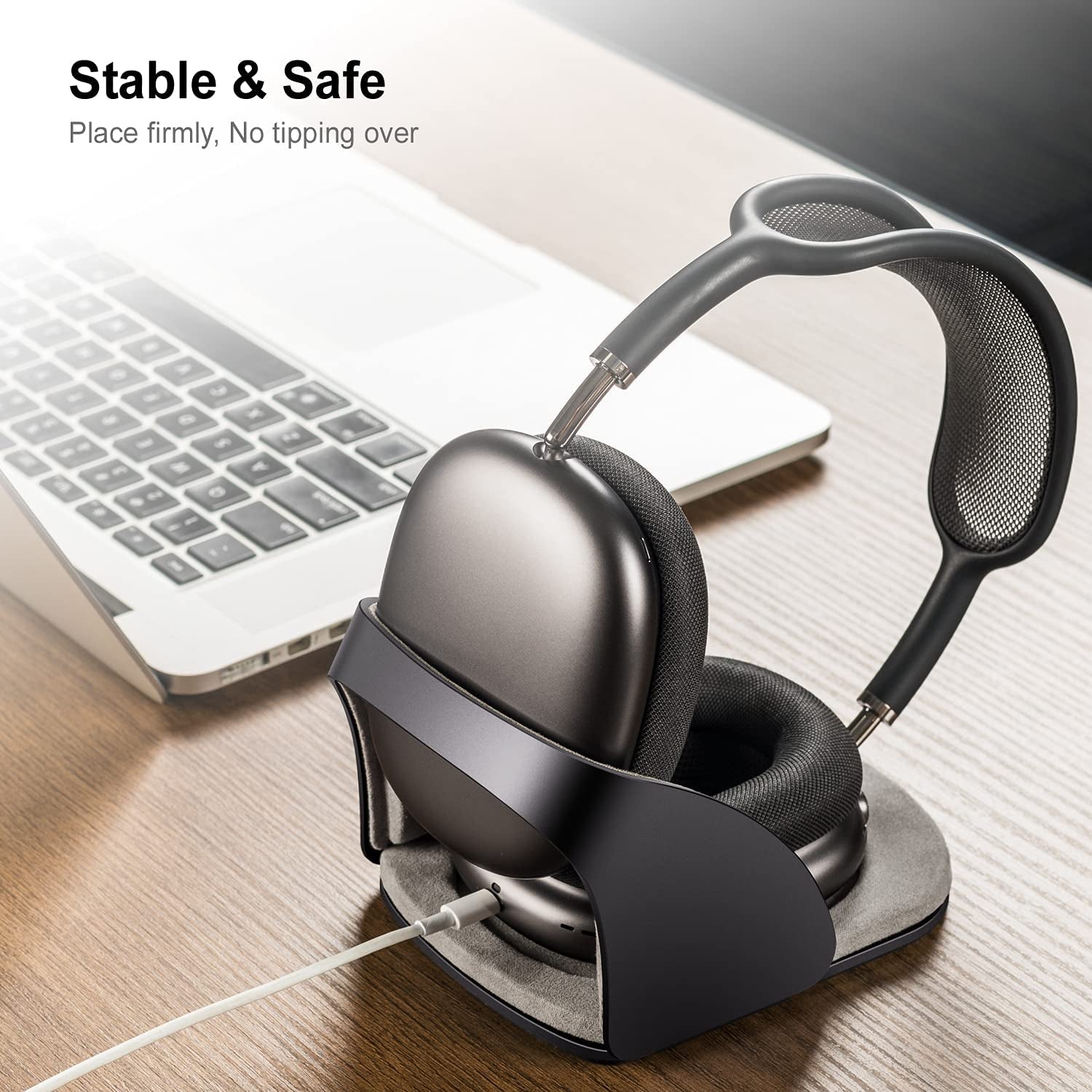 SUPERONE Smart Headphone Stand Designed for Airpods Max, Headset Holder with Hibernating Base Airpods Max Stand Aluminum Alloy, Grey  SUPERONE   