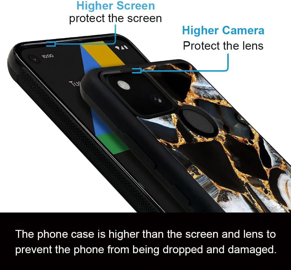ZHEGAILIAN Case Compatible with Google Pixel 4A 5G Case,Black White Gold Marble Case for Google Pixel 4A 5G Case Men Boy,Drop Protection Case for Google Pixel 4A 5G Case 6.2-Inch  ZHEGAILIAN   