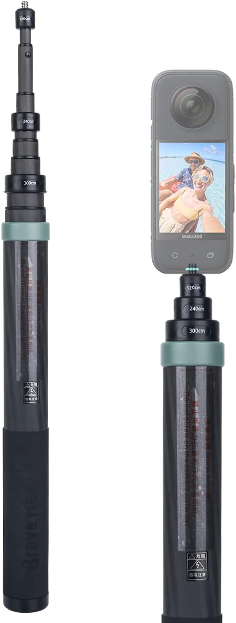 3M 100% True Carbon Fiber Extendable Invisible Selfie Stick for Insta360 Insta 360 ONE X3 X2 ONE RS ONE R ONE X Accessories for Gopro Max Panoramic Camera  Lamgend   