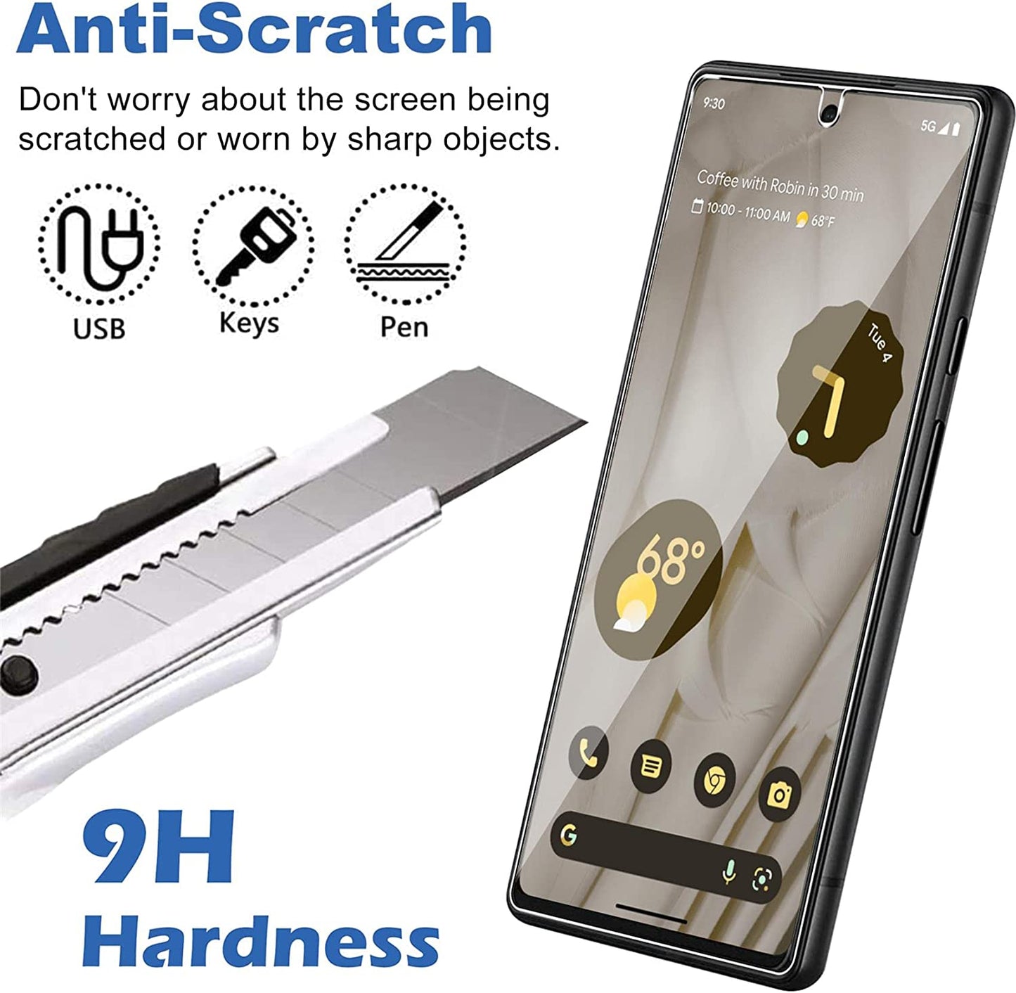 [4+3Pack] Glass Screen Protector for Google Pixel 7, 9H Tempered Glass, Ultrasonic Fingerprint Compatible,Hd Clear Case Friendly for Google Pixel 7 5G Glass Screen Protector  Samcorn   