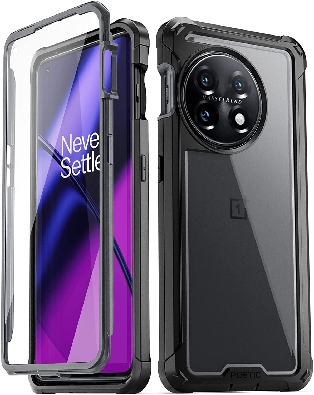 Poetic Guardian Case for Oneplus 11 5G 6.7" (2023) [20 FT Mil-Grade Drop Tested], Full-Body Hybrid Shockproof Bumper Cover with Built-In Screen Protector, Blue/Clear  Poetic Black  