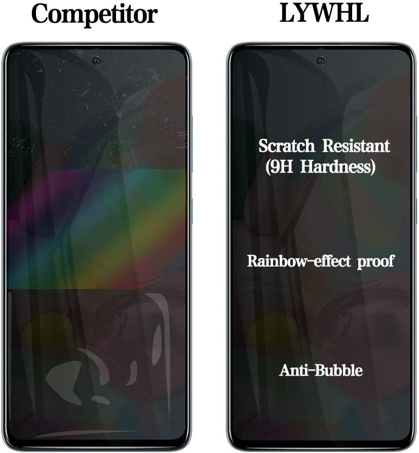[2 Pack] for Samsung Galaxy A71 / A72 / A73 Privacy Screen Protector, anti Spy 9H Tempered Glass for Galaxy A73 5G A71 A72 (4G/5G), Case Friendly Full Coverage anti Scratch Bubble Free Easy Install  A Pink Shop   