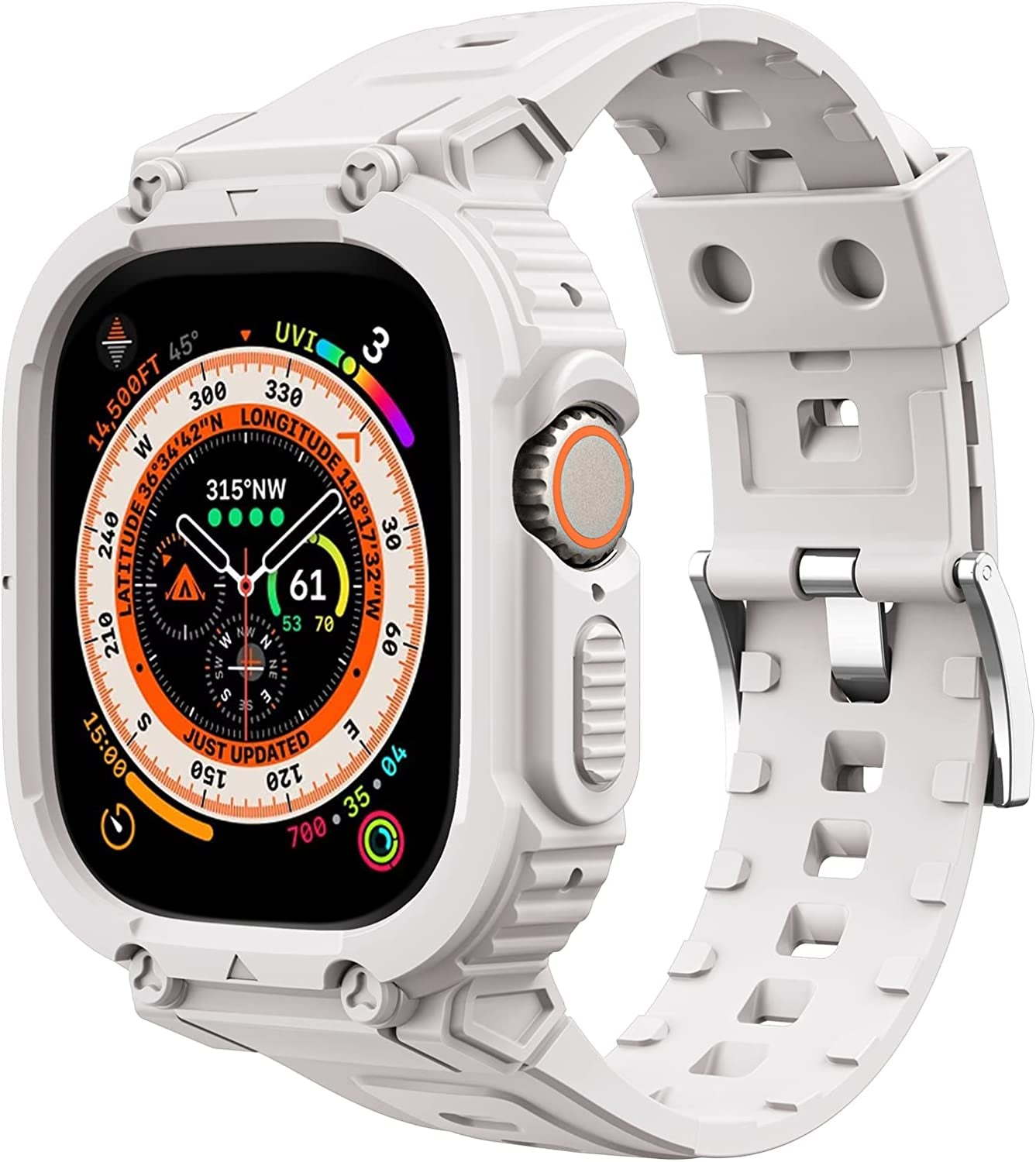 Fintie Compatible with Apple Watch Ultra 49Mm (2022 Release) Band with Bumper Case, Rugged Men Sport Bands with Protective Cover Compatible with Iwatch Ultra 49Mm Accessories  FINTIE Starlight 49mm 