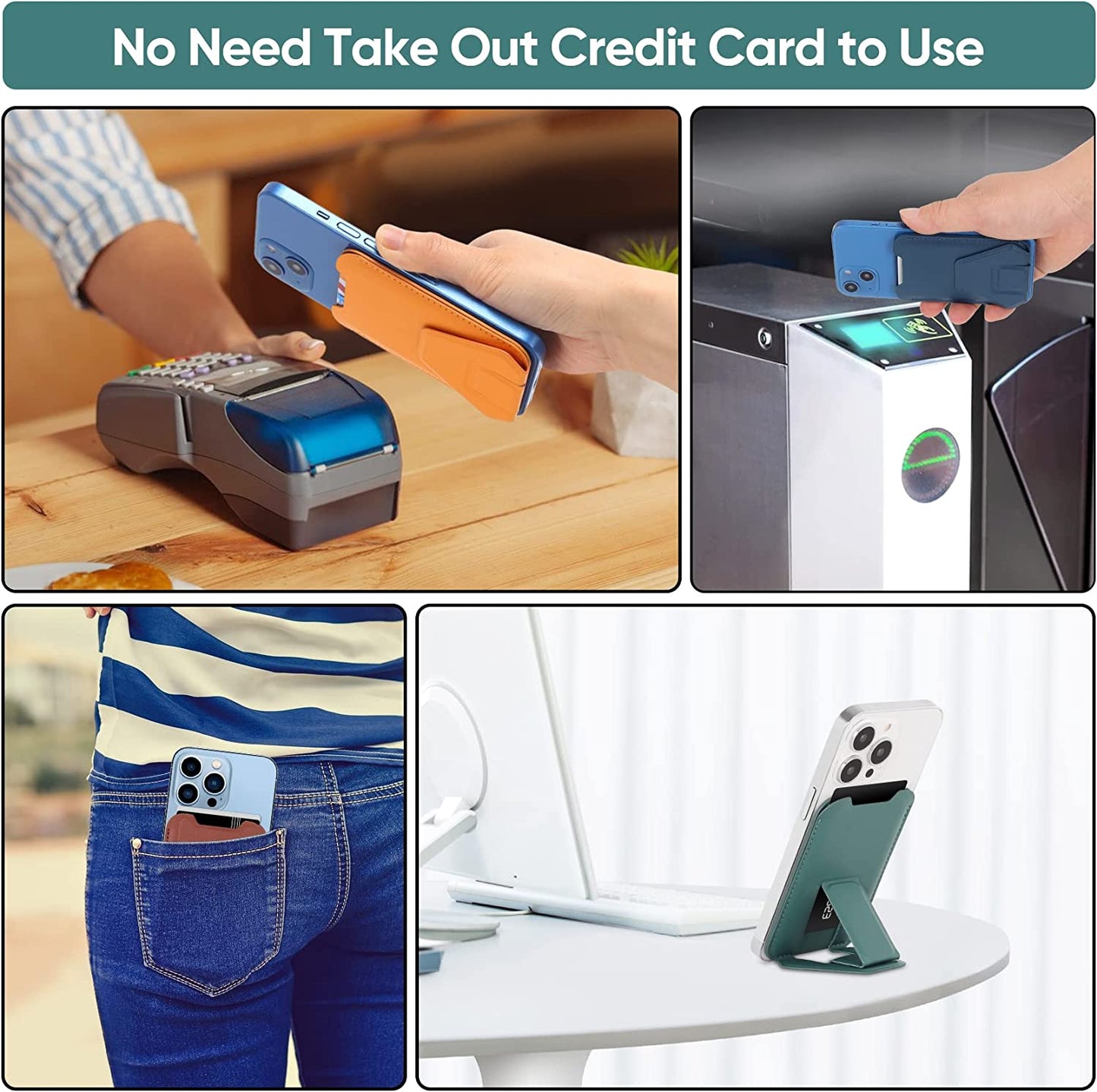 Magnetic Card Wallet Holder for Apple Magsafe, Magnetic Stand Card Holder Compatible Iphone 12 Pro|Max Iphone 13 Pro|Max Magsafe Wallet, Mag Safe Leather Wallet for Iphone 13 Iphone 12 Series, Brown  TopMade   