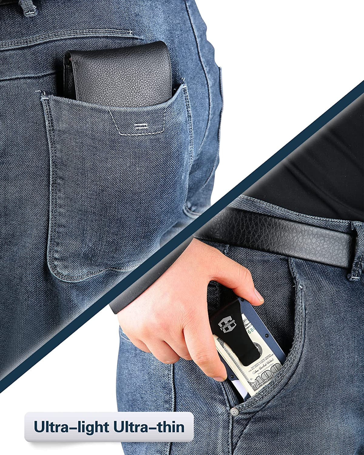 Fafdbinm Airtag Wallet RFID Blocking,Navy Blue  FafdBinm   