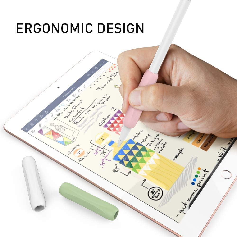 Delidigi Apple Pencil Grip 3 Pack Ergonomic Stylus Grip Silicone Sleeve Accessories Compatible with Apple Pencil 1St and 2Nd Generation (White, Pink, Avocado Green)  Delidigi   