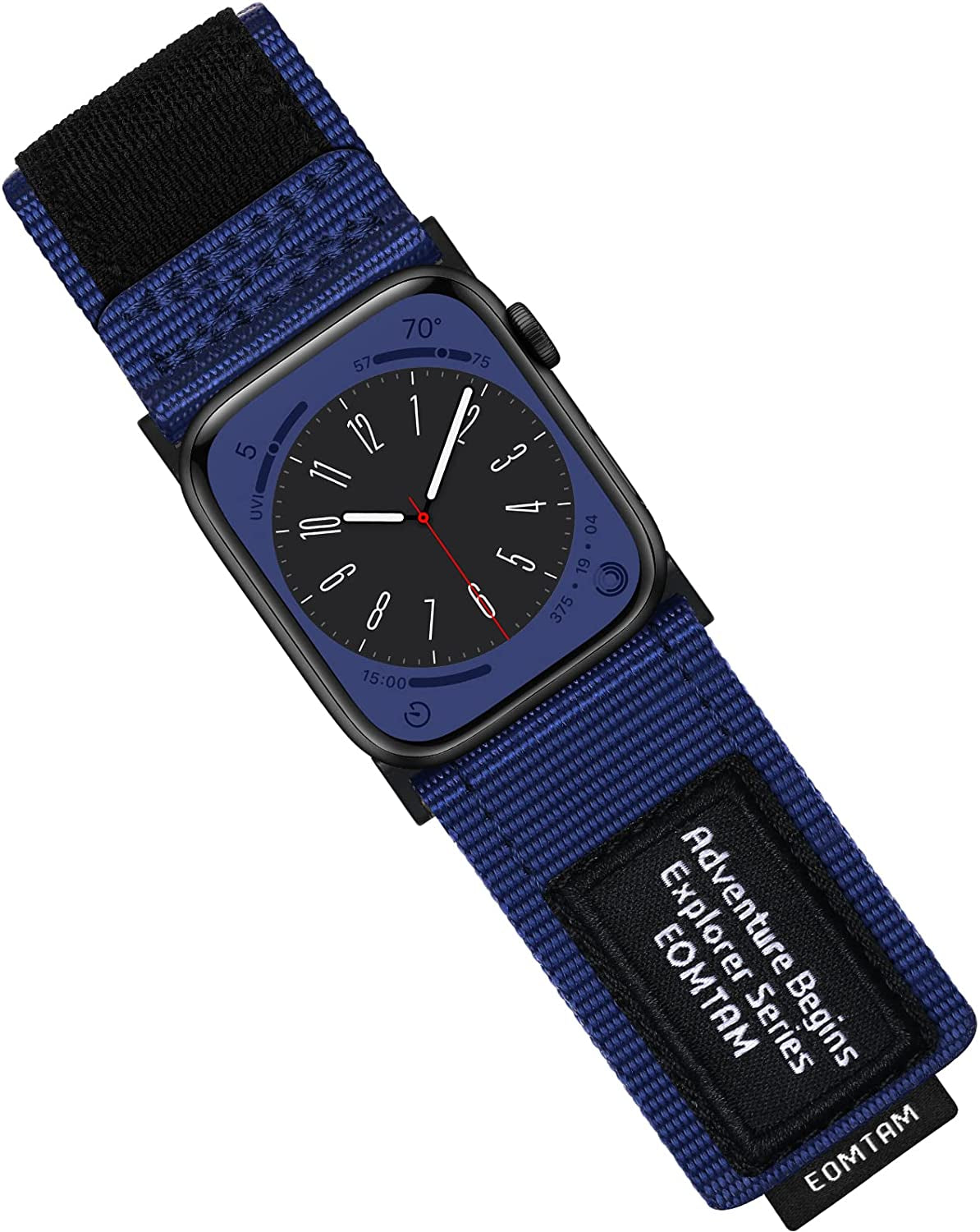 EOMTAM Men Width 30MM Adjustable Nylon Strap for Apple Watch Band Ultra 49Mm 45Mm 44Mm 42Mm 41Mm 40Mm 38Mm, Rugged Sport Soft Woven Wristband for Iwatch Series 8 SE 7 6 5 4 3  EOMTAM Navy Blue Extra Large 42/44/45/49MM 