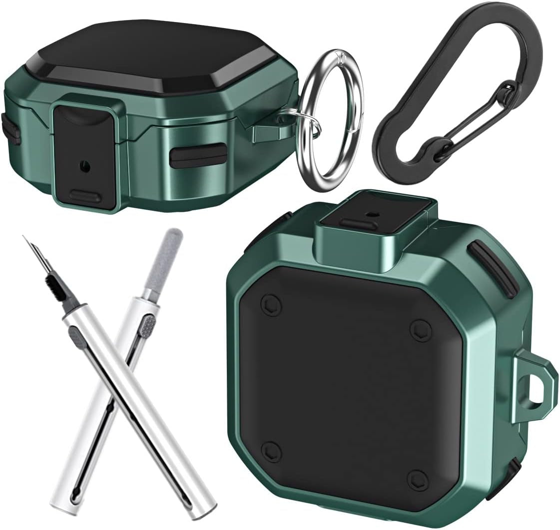 [With Lock] for Samsung Galaxy Buds2 Pro/Galaxy Buds 2/Galaxy Buds Pro/Galaxy Buds Live Case with Cleaning Pen Kit and Keychain Men Women Protective Armor Case Cover for Samsung Earbuds Case (Pink)  YQGFashbf04 Green  