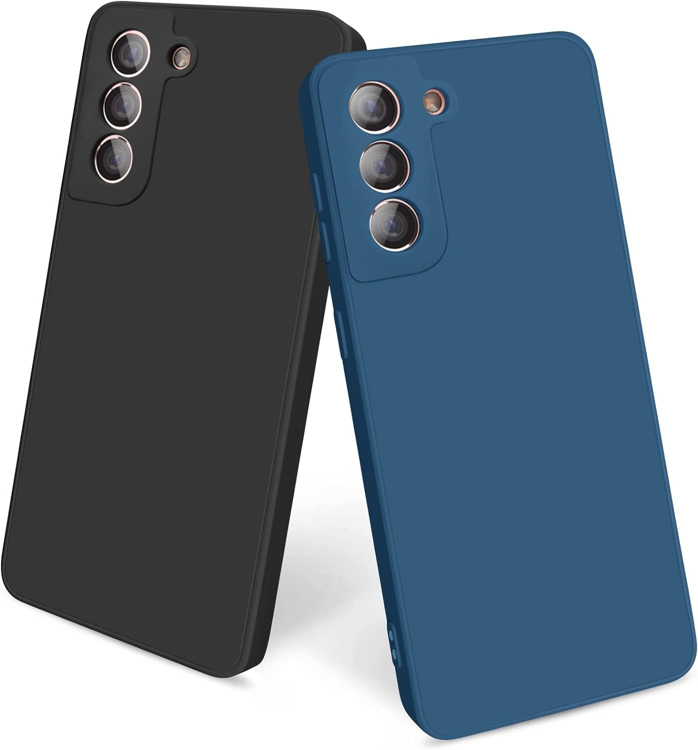 Vanjua [2 Pack] Cases for Samsung Galaxy S21 Case, Slim Full-Body Stylish Silicone Protective Cover for Galaxy S21 5G 6.2 Inch Phone Case (Pink+Violet)  Vanjua Black+Navy Blue  